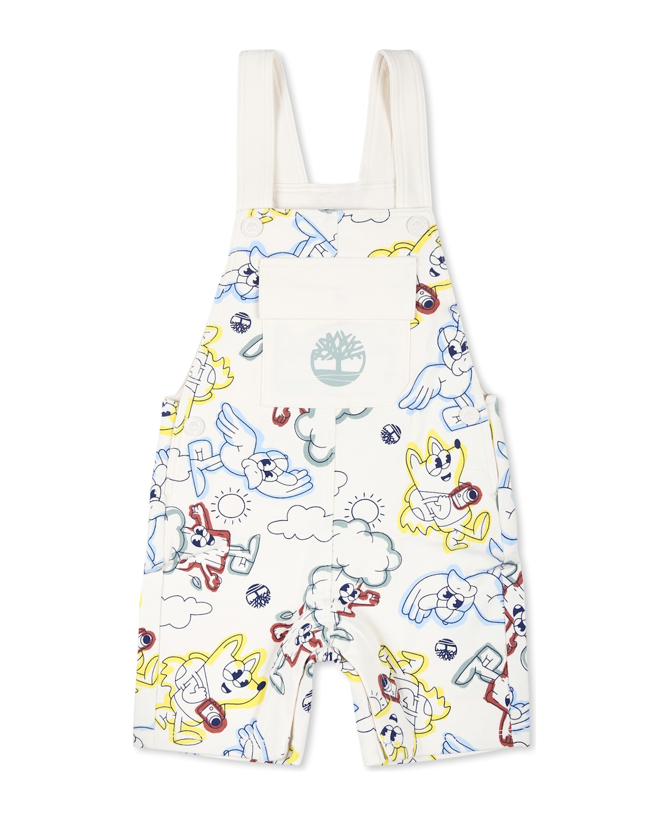 Timberland Ivory Dungarees For Baby Boy With Tree And Print - Ivory