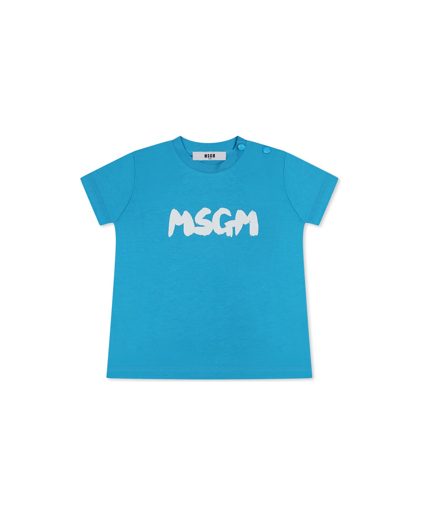 MSGM Light Blue T-shirt For Babykids With Logo - Light Blue