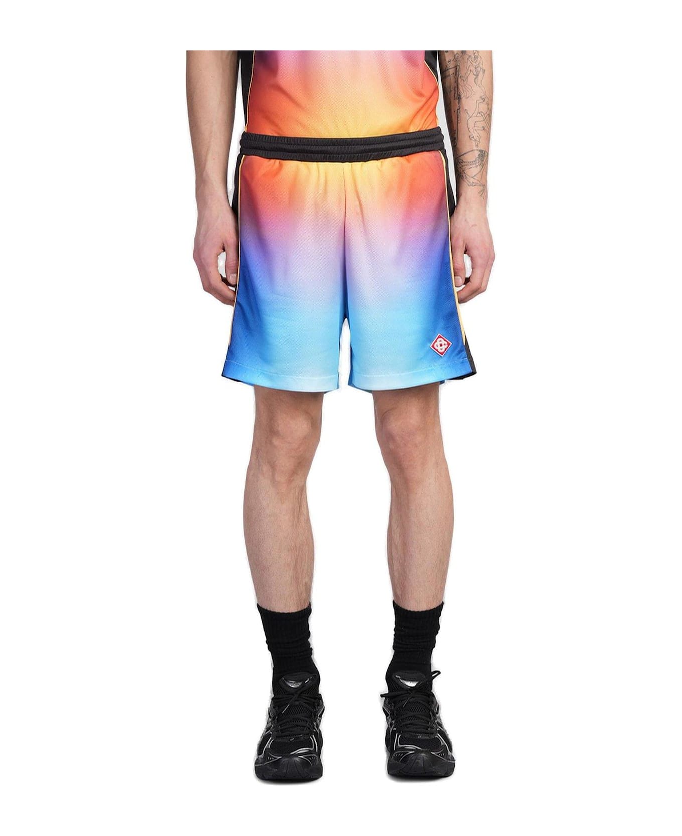 Casablanca Logo Printed Bermuda Shorts - Blu
