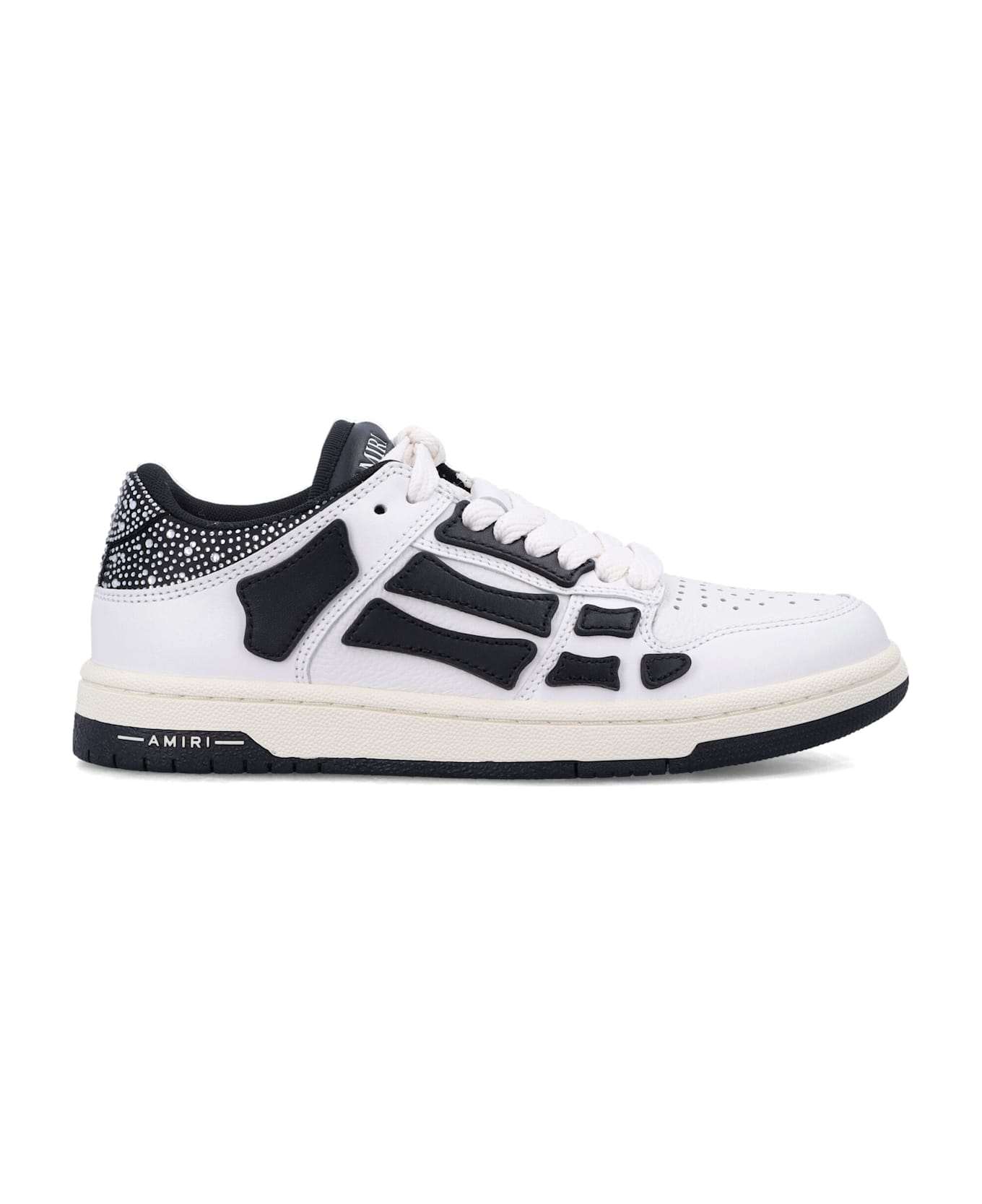 AMIRI Crystal Satin Skel Top Low Woman
s Sneakers - BLACK WHITE