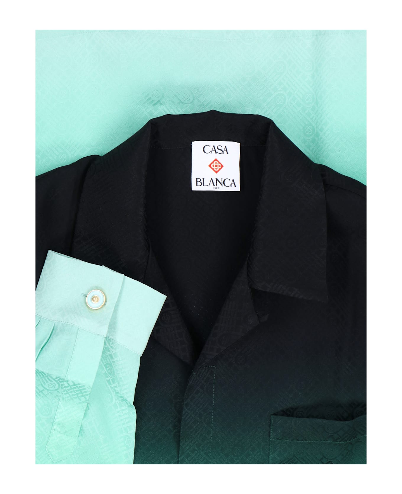 Casablanca 
cuban Collar
 Silk Shirt - Green