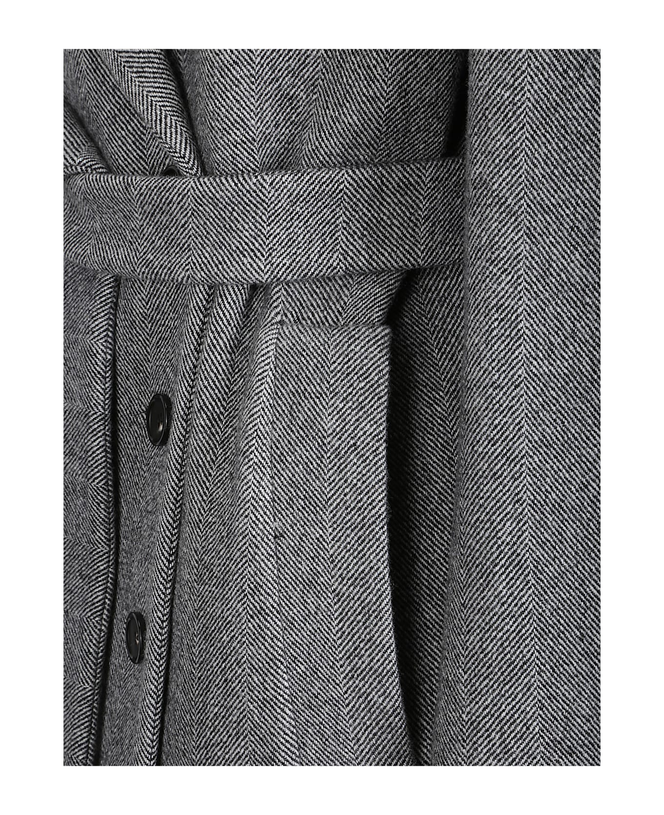 SportMax Double-breasted Belted Coat - BLACK