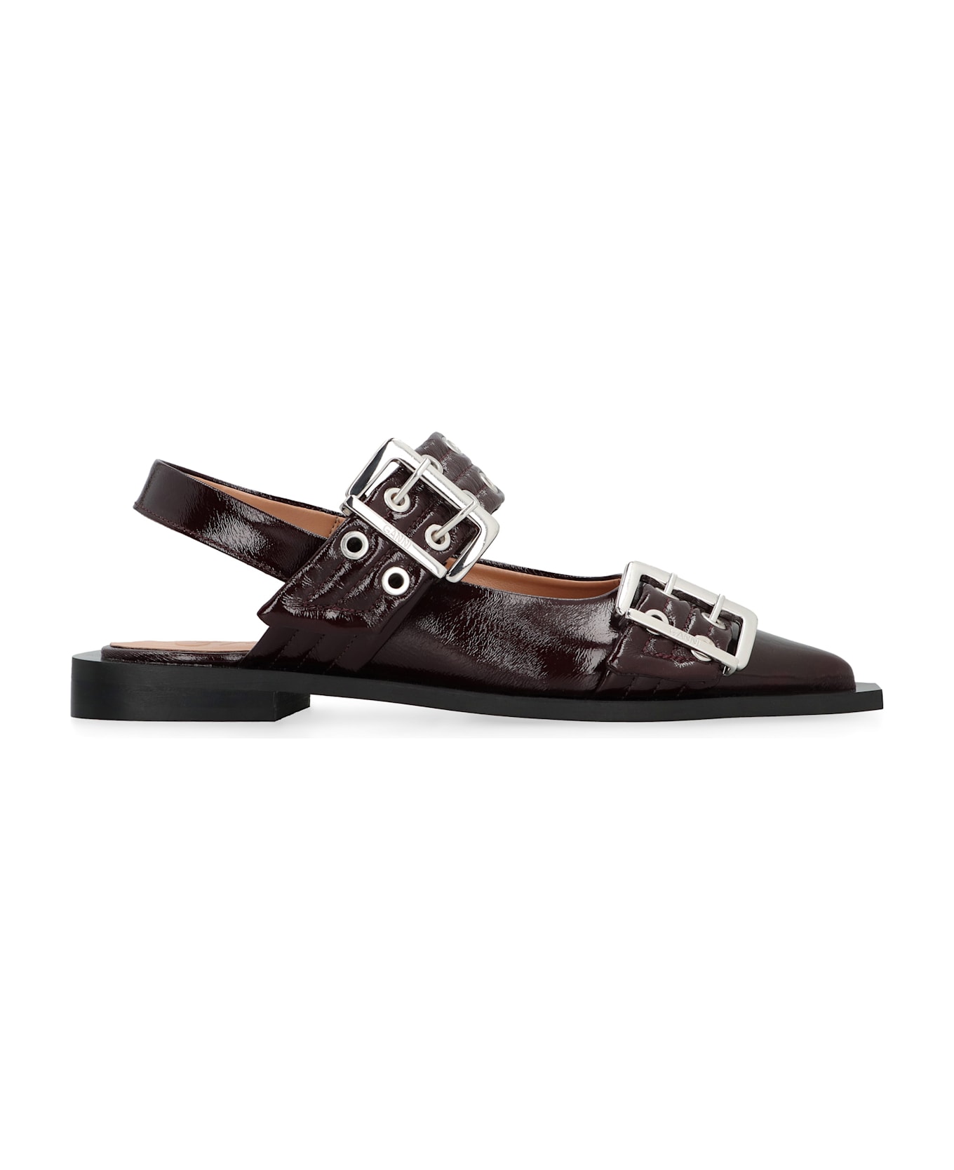 Ganni Feminine Buckle Eco-leather Slingback Pumps - Red-purple or grape