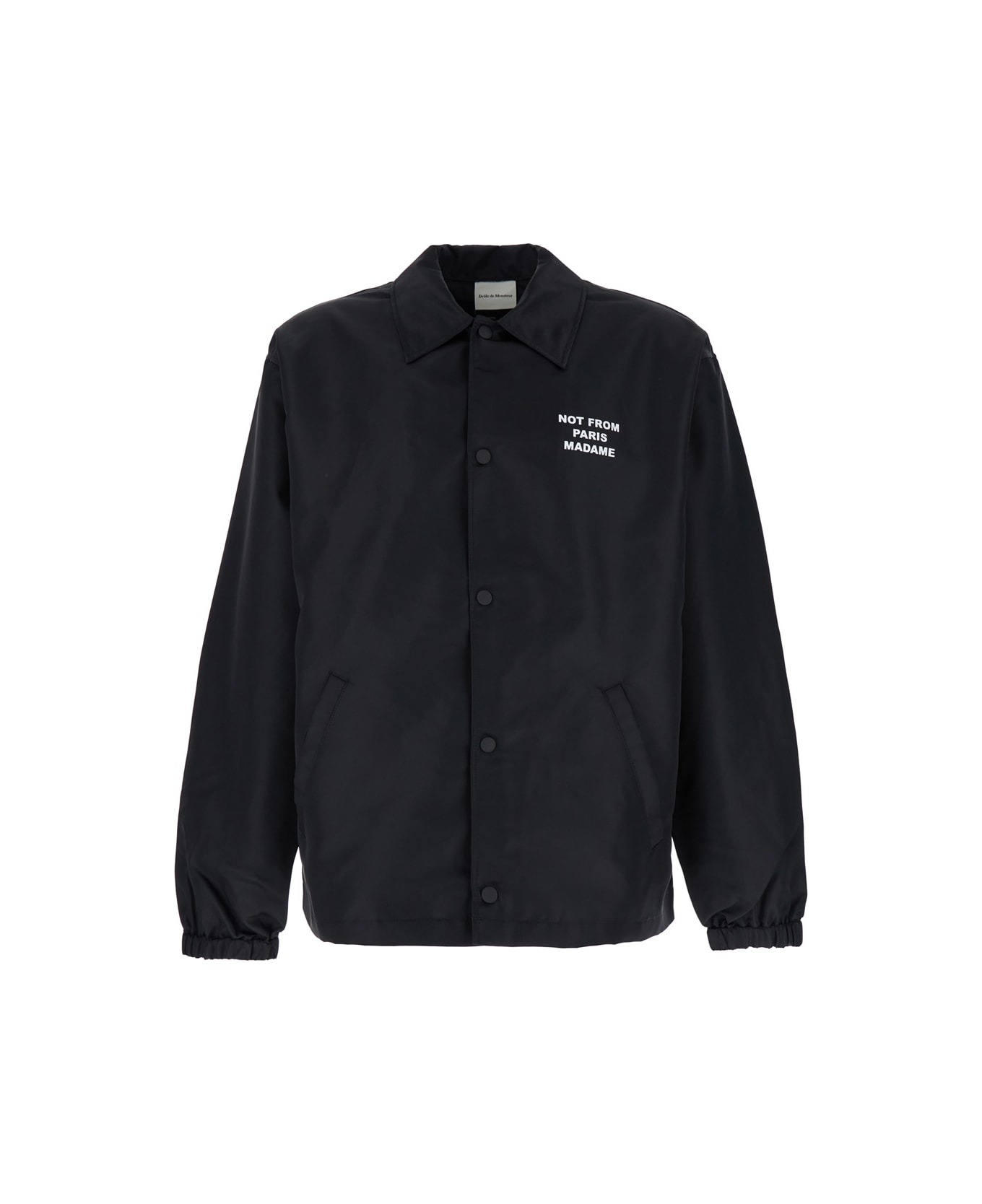 Drôle de Monsieur Black Jacket With Logo In Techno Fabric Man - BLACK