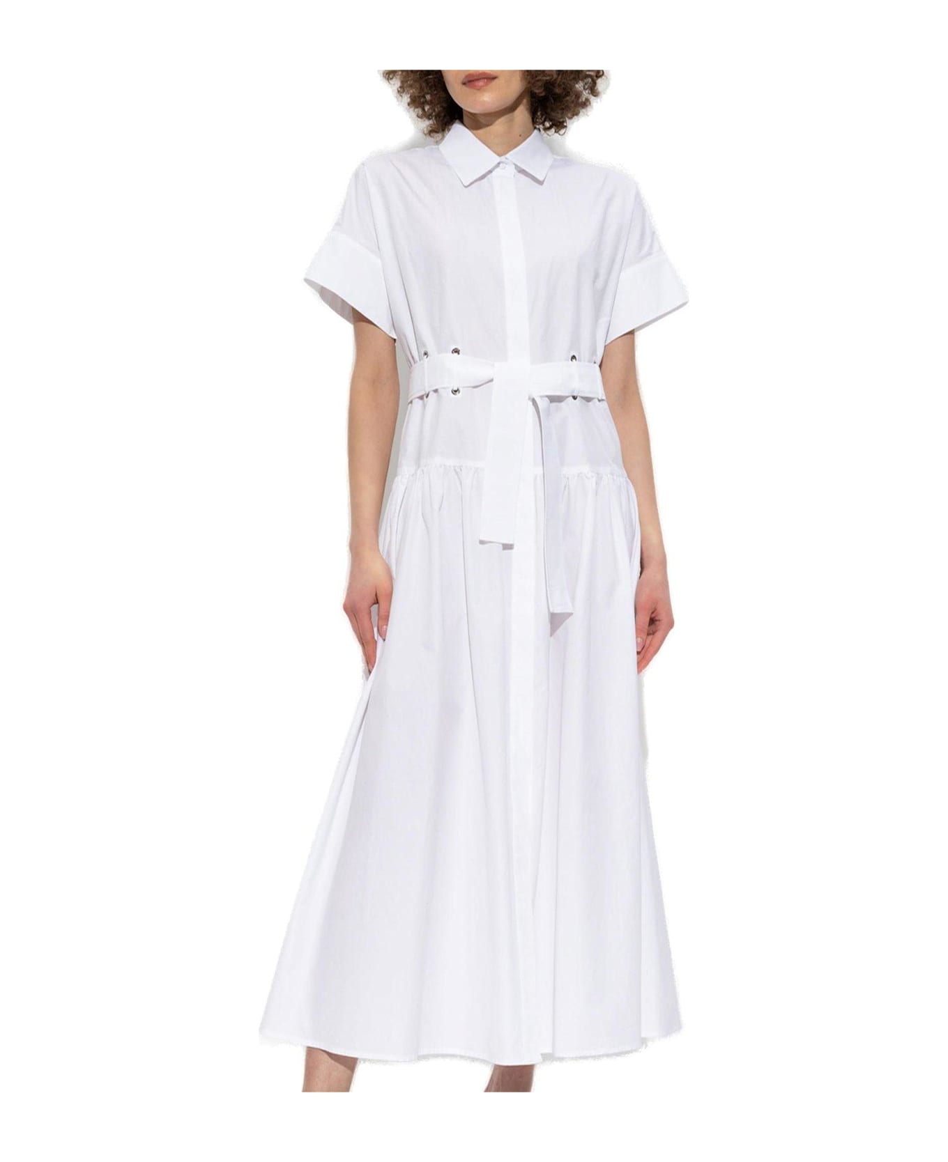Max Mara Agoraio Belted Short-sleeved Midi Dress - WHITE