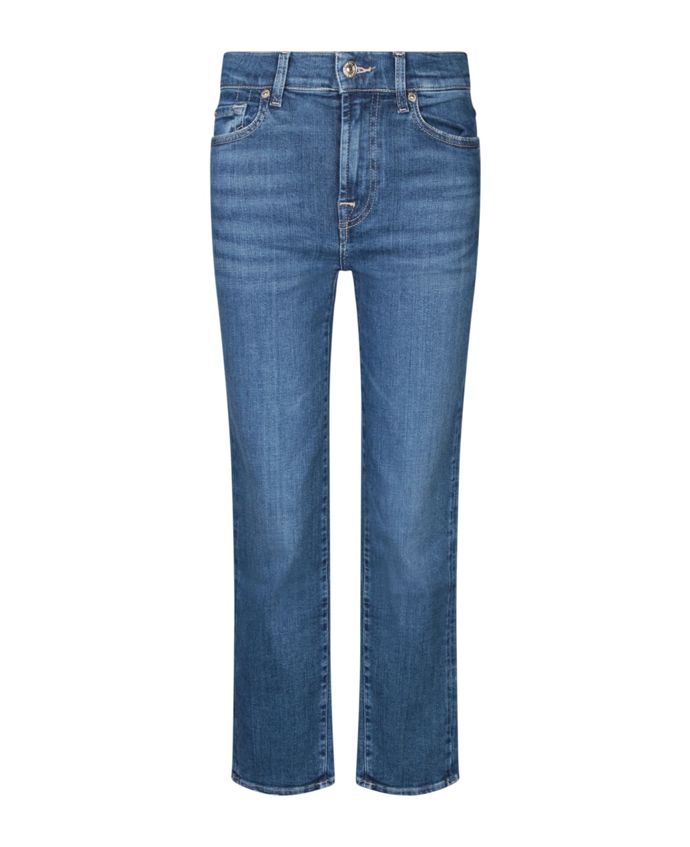 7 For All Mankind Straight Crop Blue Jeans - Blue