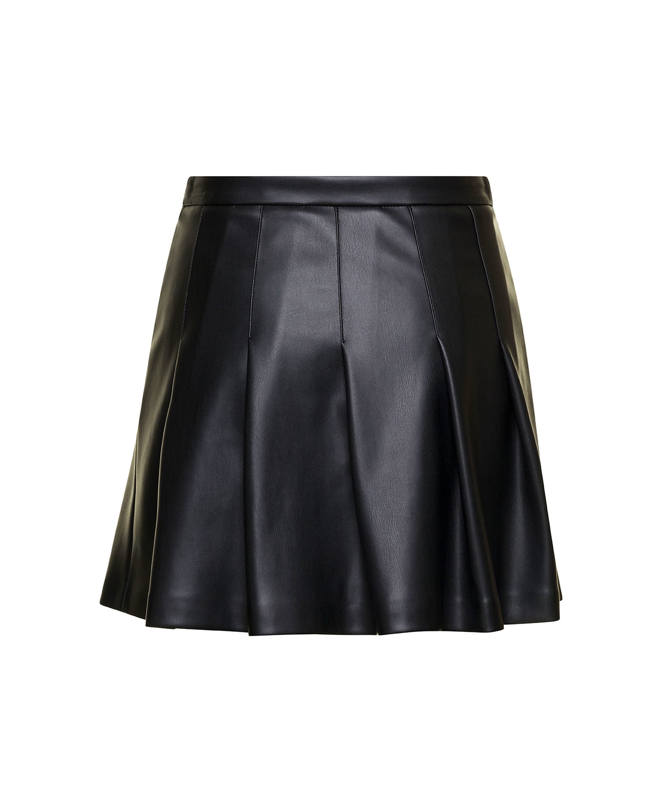 SEMICOUTURE Black Pleated Mini-skirt In Eco Leather Woman - Black