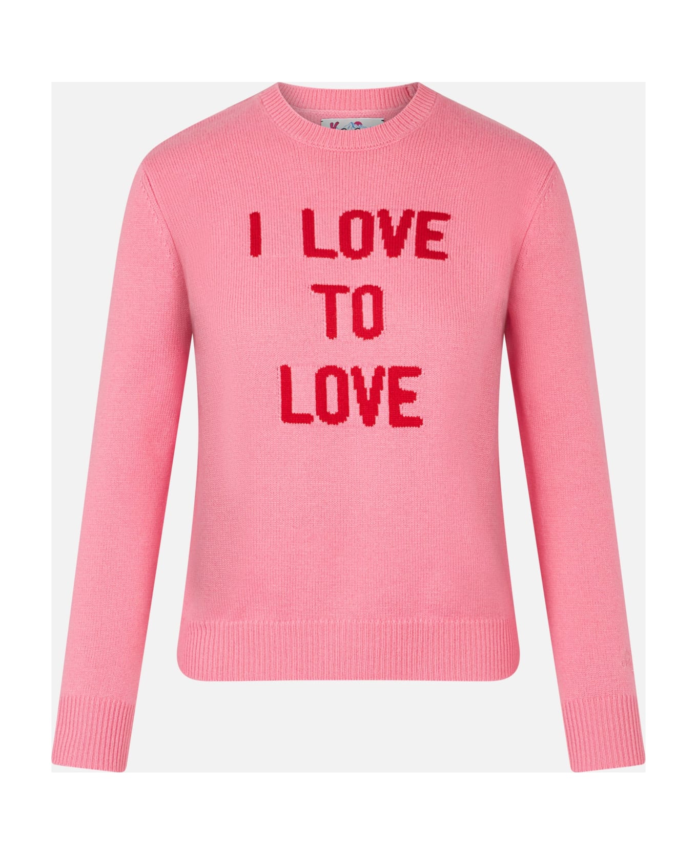 MC2 Saint Barth Woman Crewneck Pink Sweater I Love To Love Jacquard | Niki Dj Special Edition - PINK