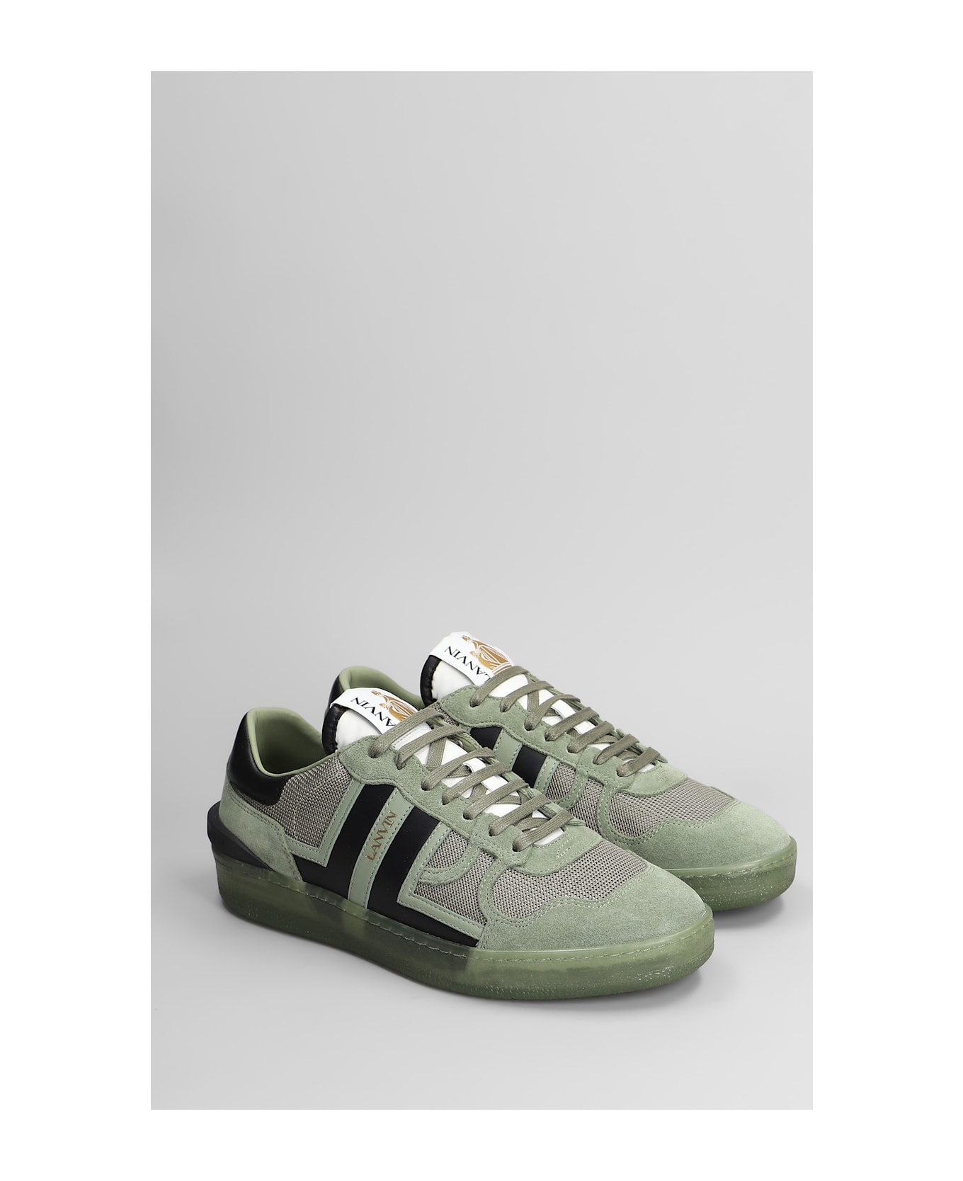 Lanvin Clay Sneakers In Green Suede And Fabric - green