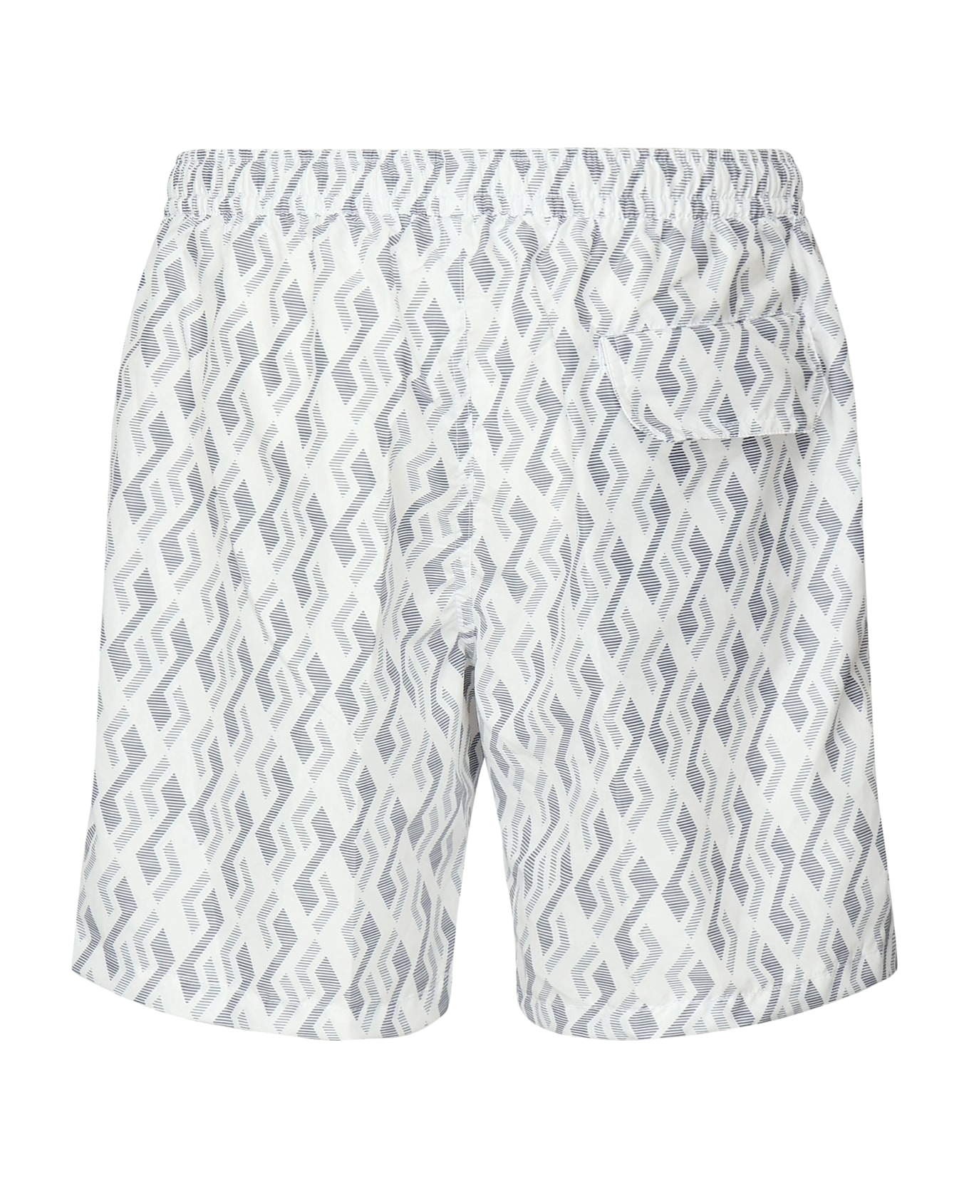 Eleventy Swimming Costume With Geometric Print - White