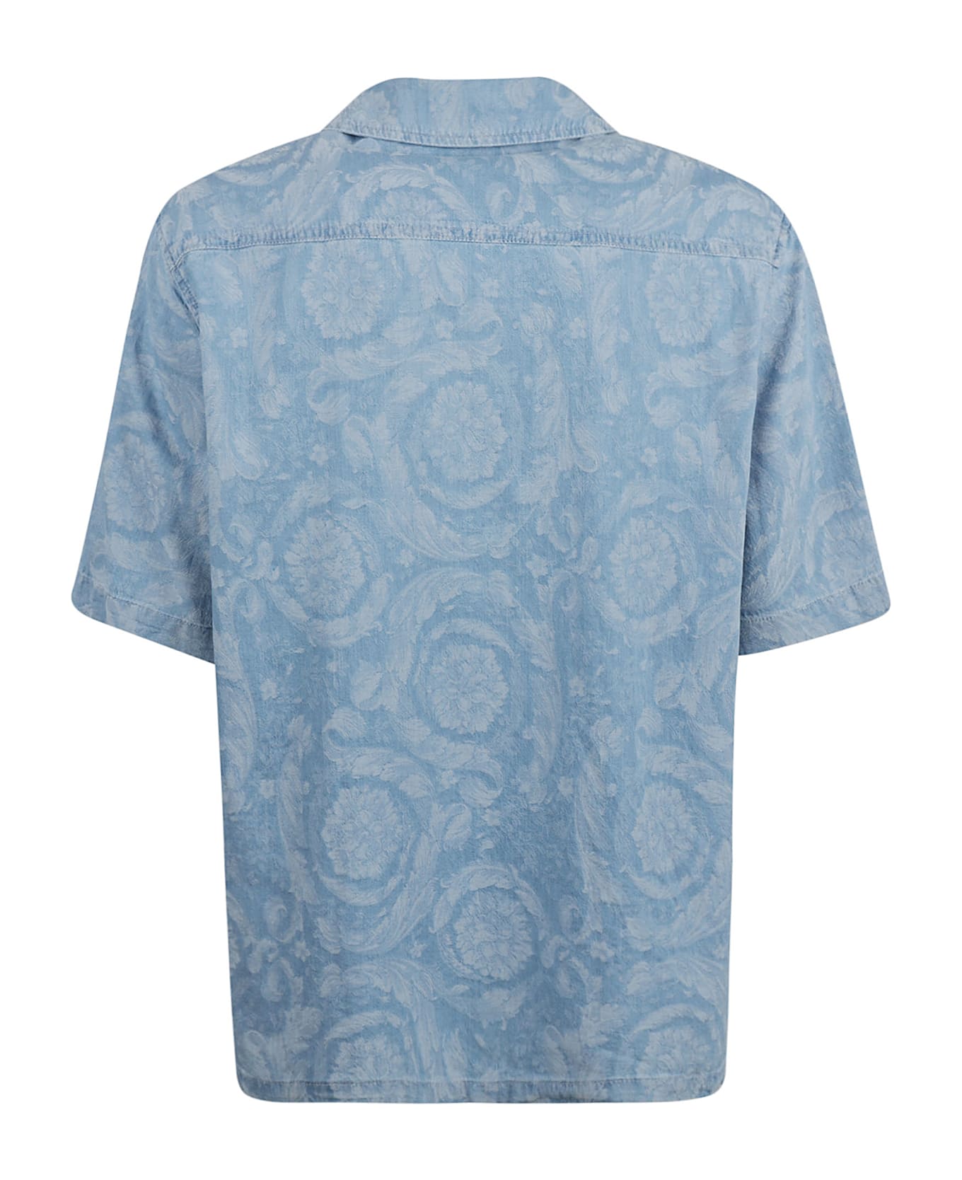 Versace Denim Floral Print Shirt - Light Blue