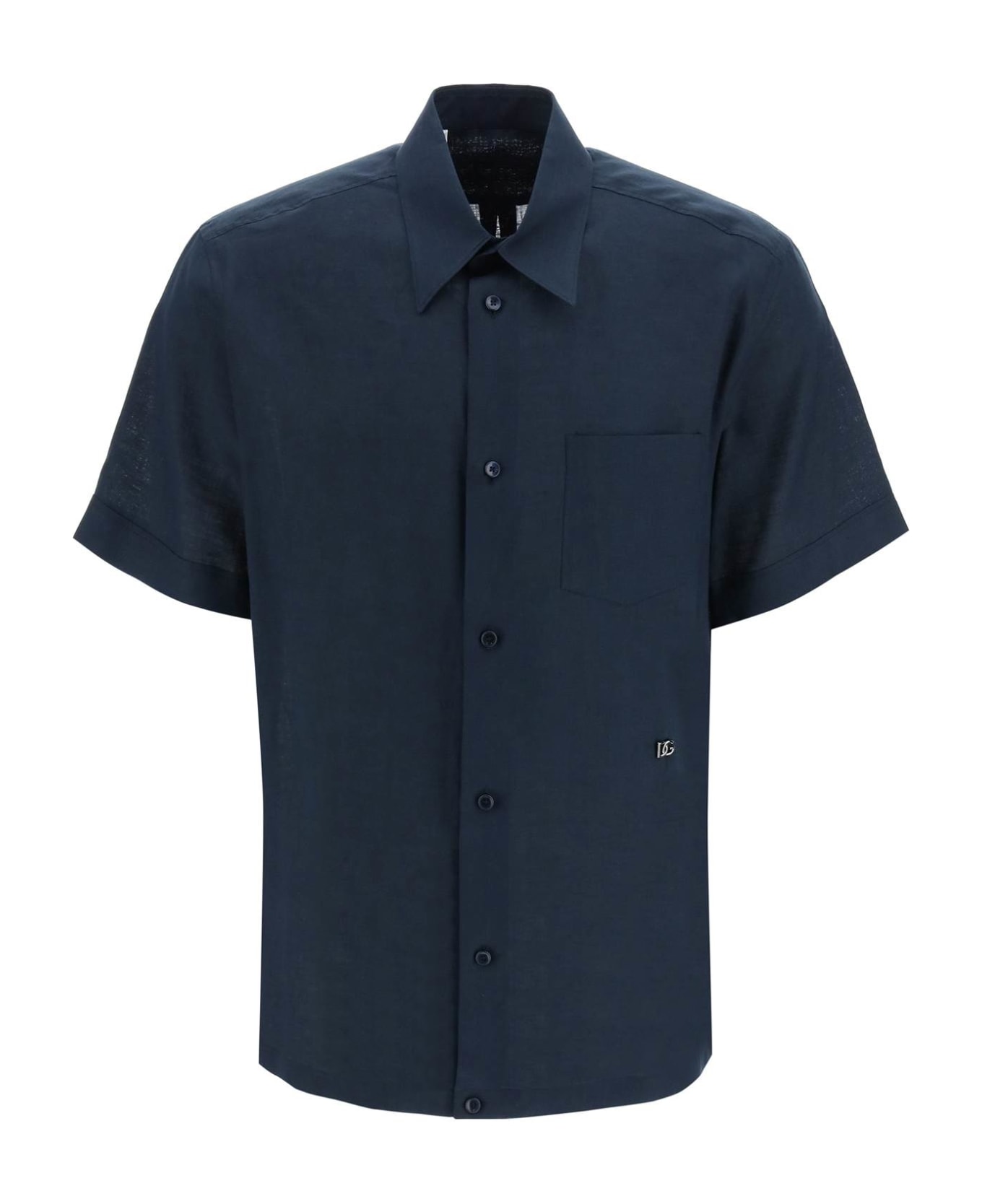 Dolce & Gabbana Logo Plaque Plain Formal Shirt - PETROLIO SCURISSIMO (Blue) シャツ