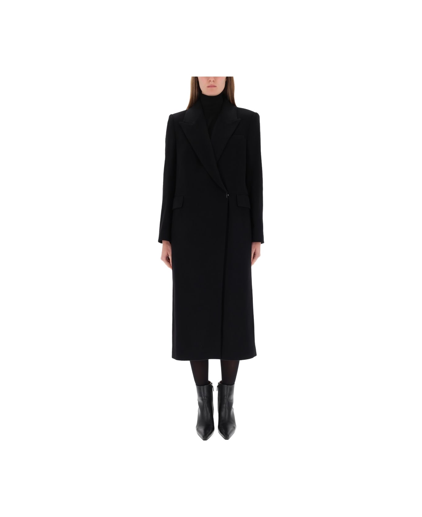 Hugo Boss Double-breasted Midi Coat - BLACK