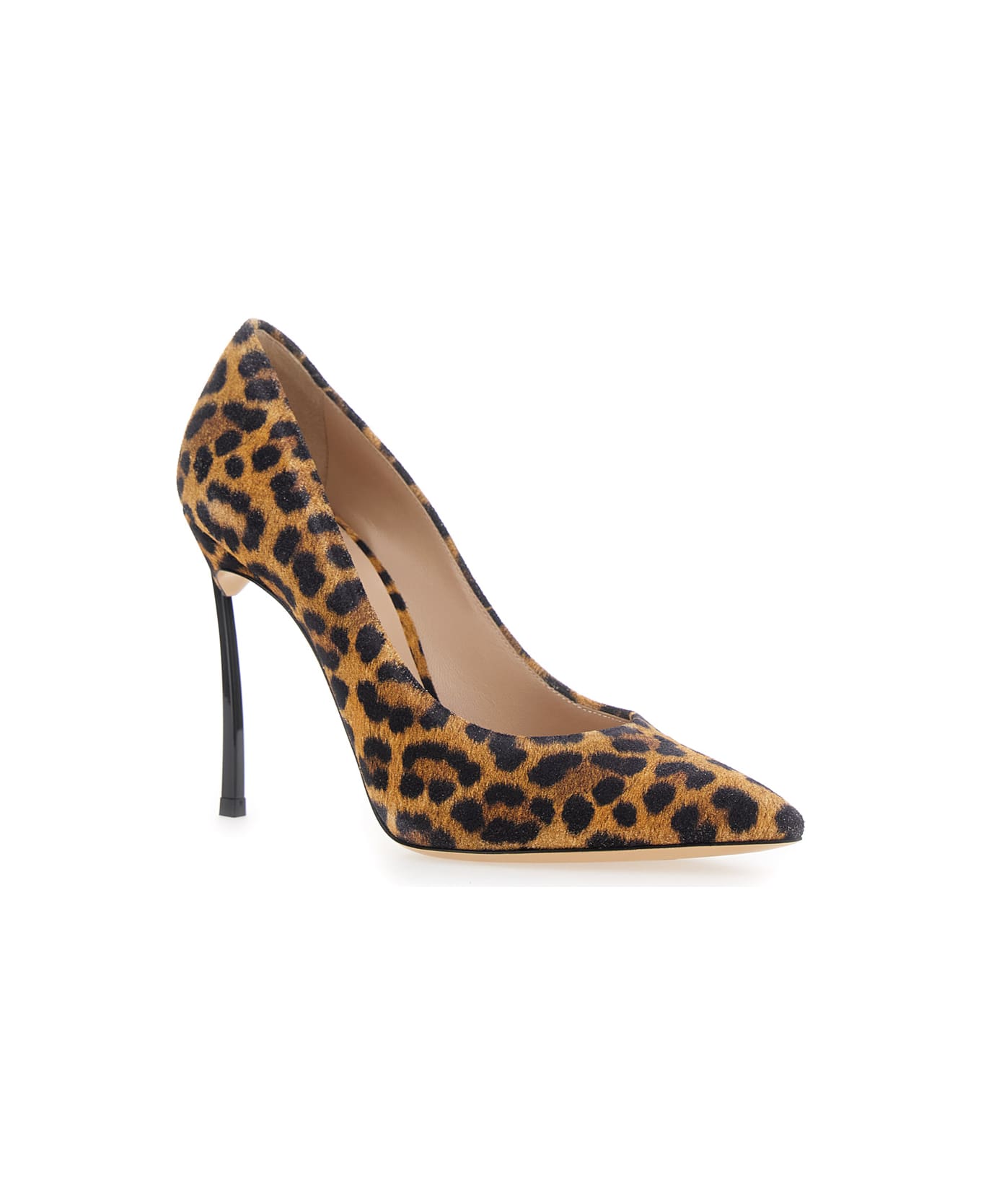 Casadei 'malesia' Brown Pumps With High Stiletto Heel And Leopard Motif In Suede Woman - Brown