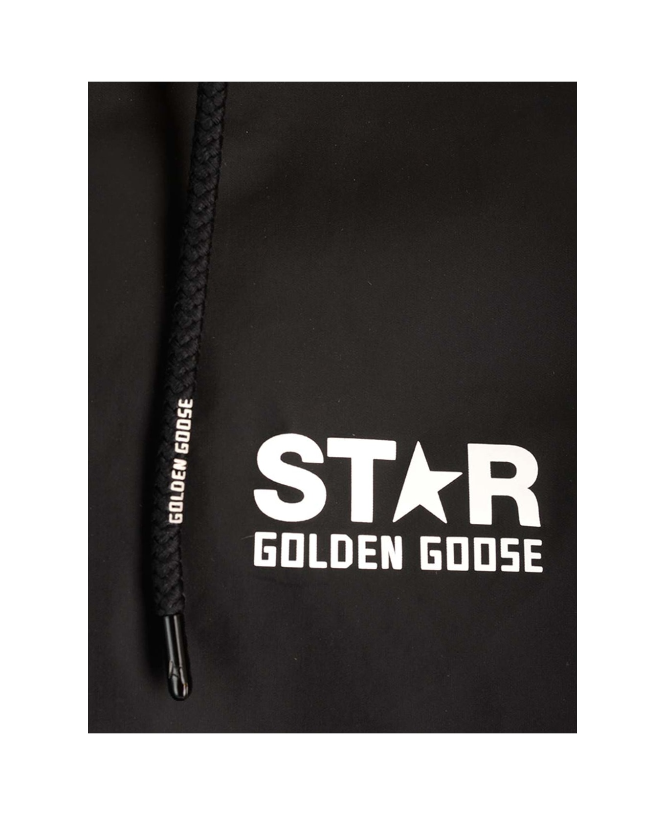 Golden Goose Windbreaker With Logo - BLACK/WHITE