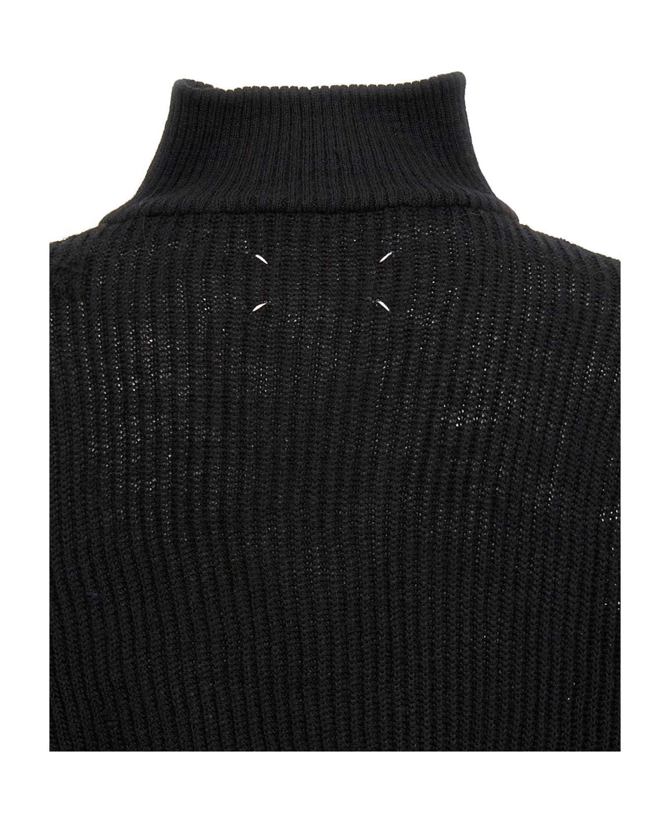 Maison Margiela Distressed Half Zip Sweater - Black  