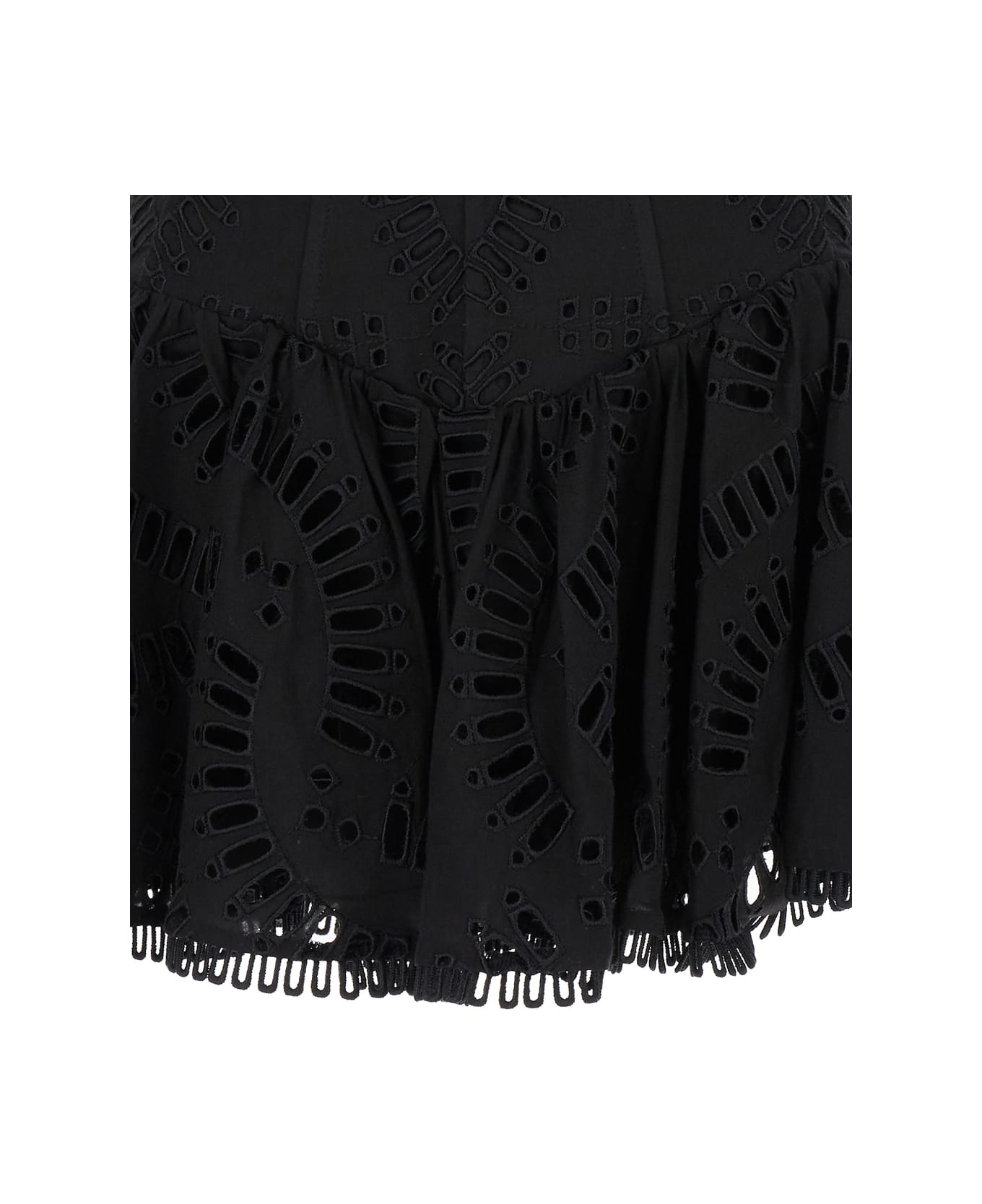 Charo Ruiz Black High Waisted 'favik' Miniskirt With Embroidery In Cotton Blend Woman - Black