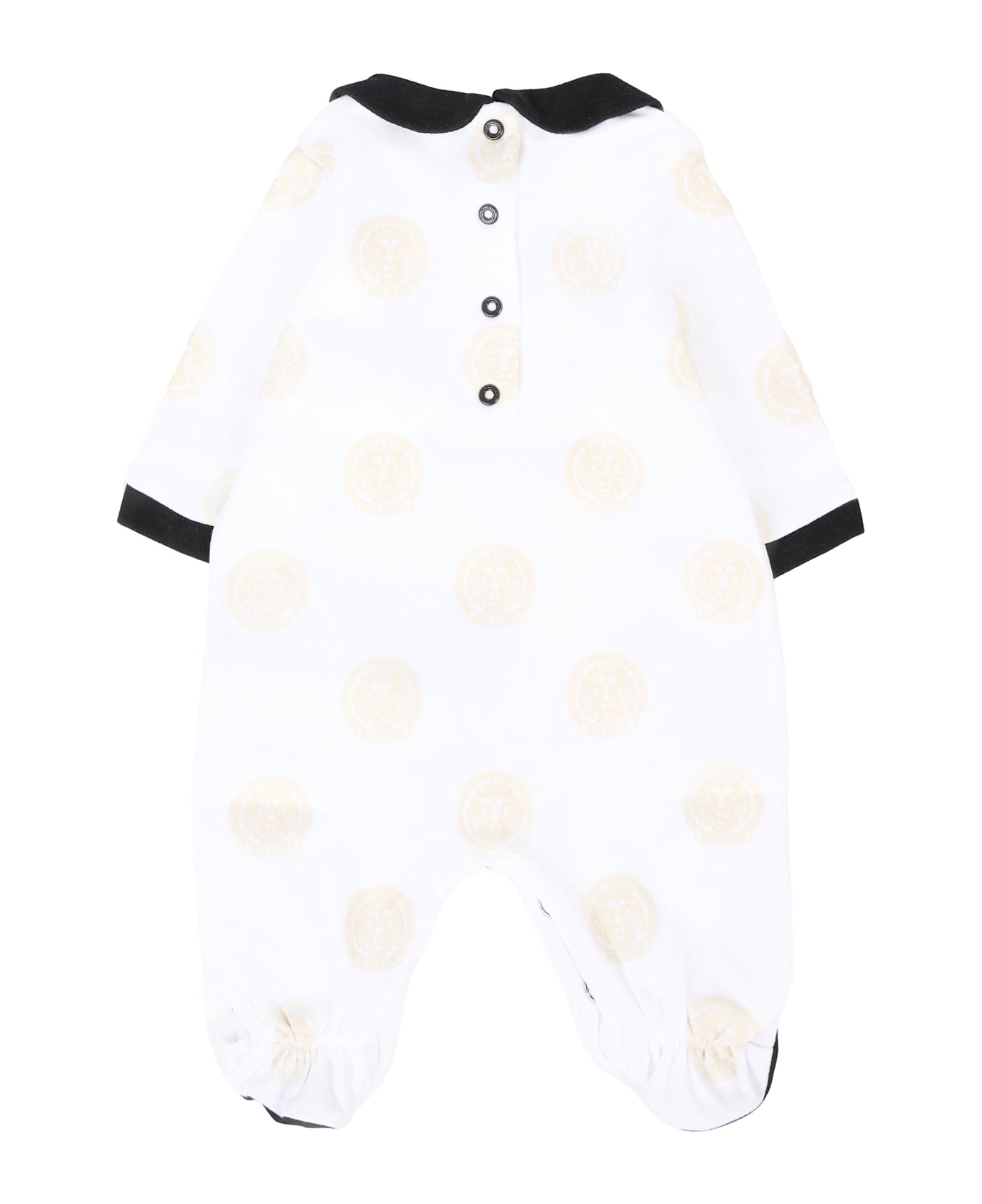Balmain White Babygrow Set For Babykids With Logo - White