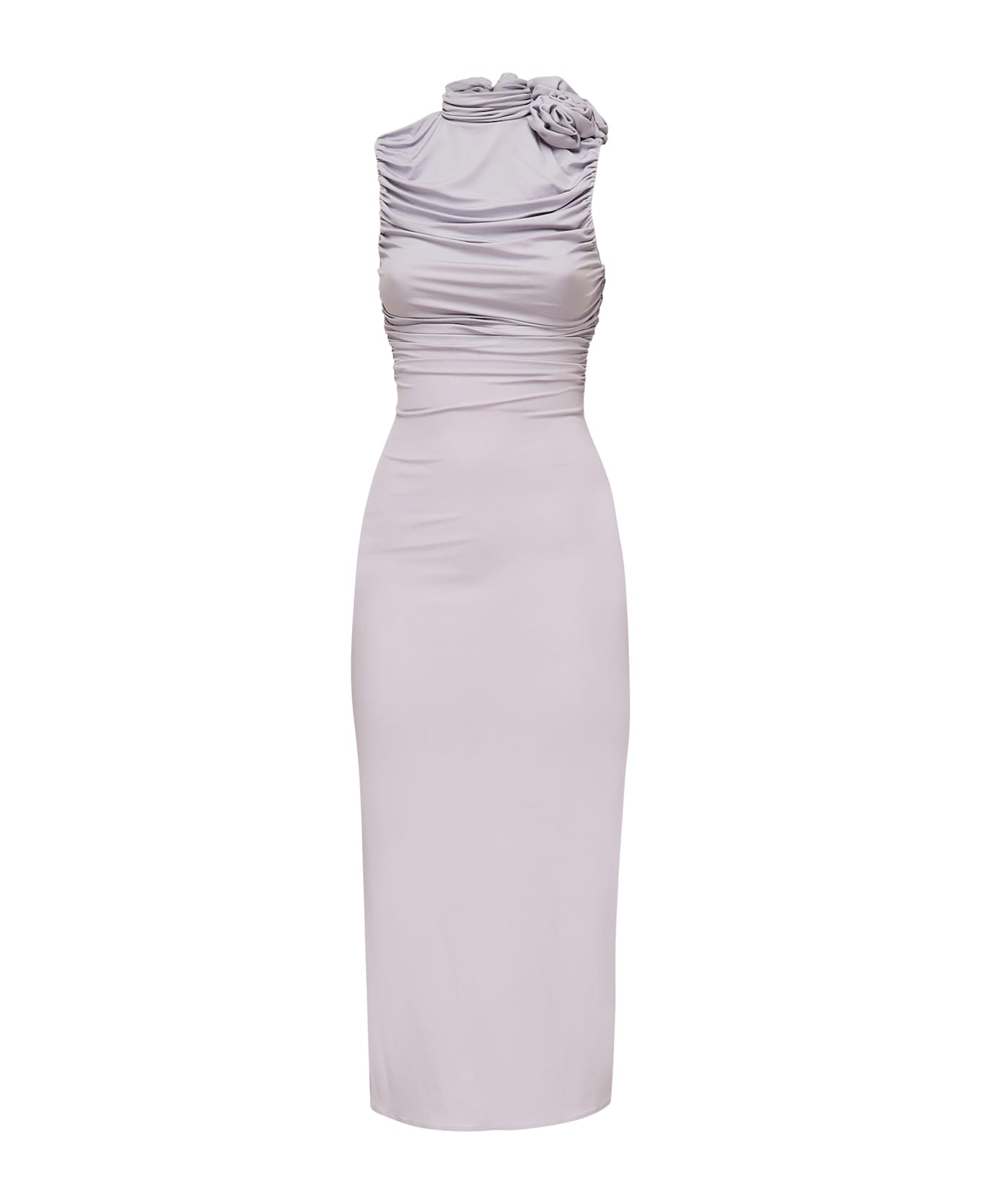 Magda Butrym Ruffled Midi Dress With Turtleneck - PURPLE