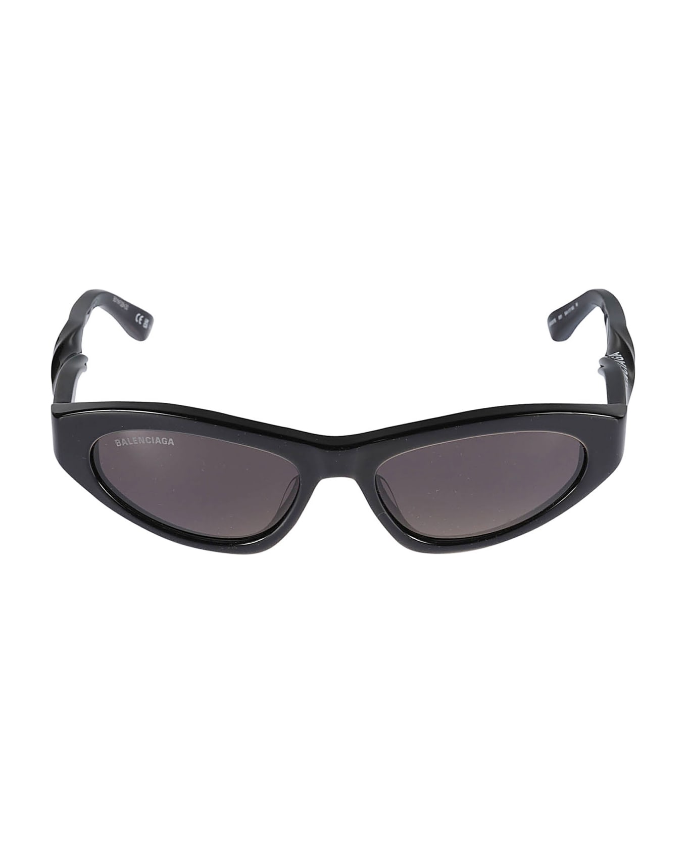 Balenciaga Eyewear Twisted Temple Cat Eye Frame Logo Sunglasses - Black/Grey サングラス