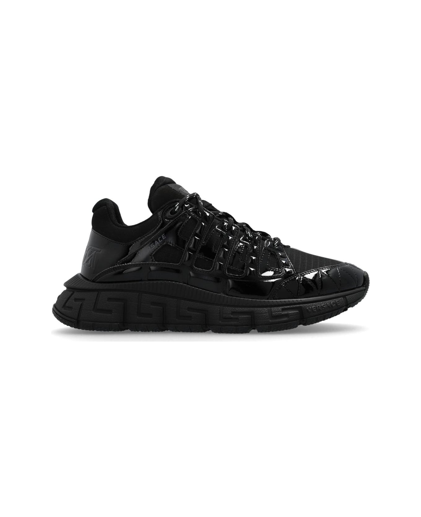 Versace Trigreca Panelled Lace-up Sneakers - Black