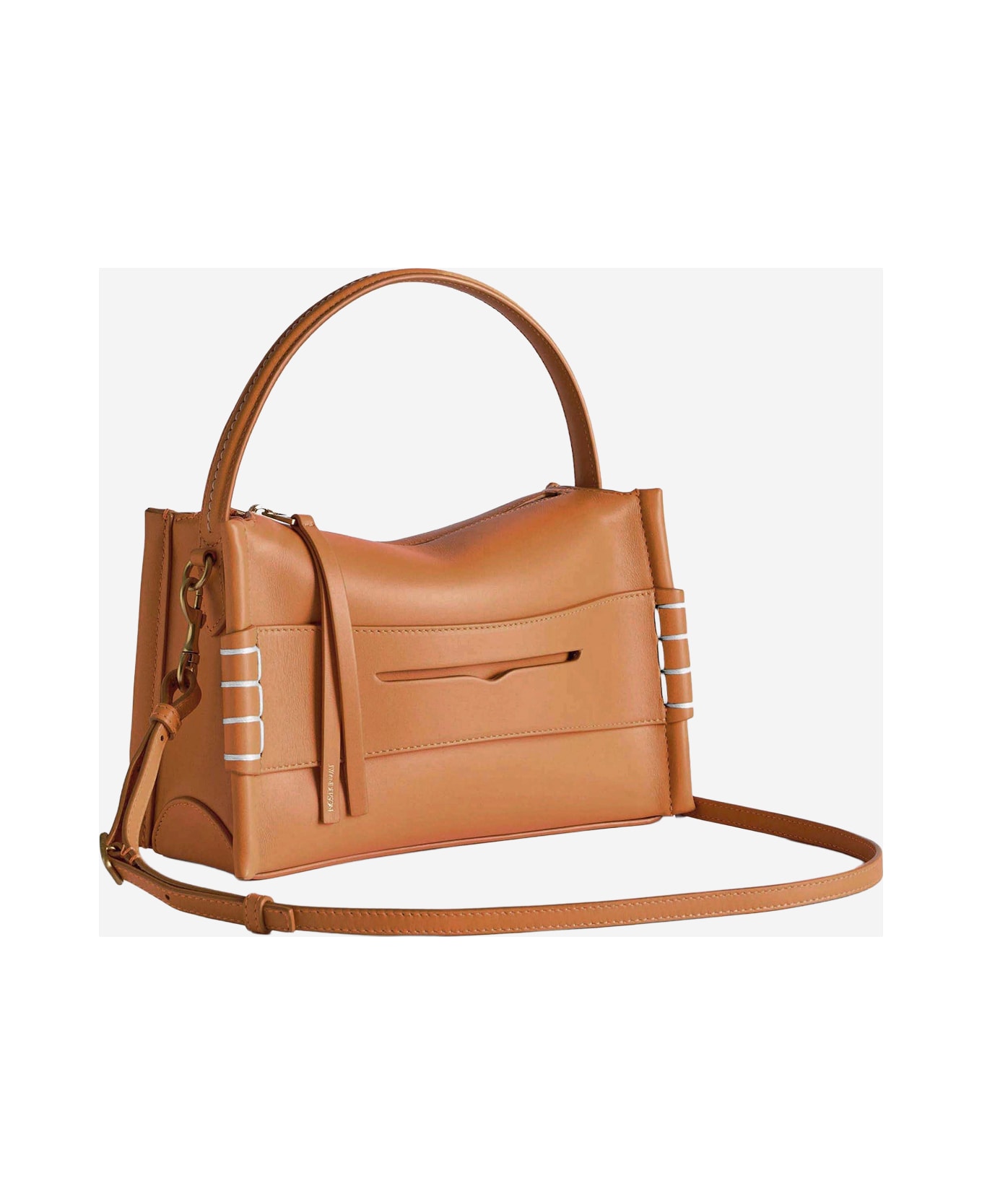 J.W. Anderson Leather Loafer Bag With Logo - Marrone