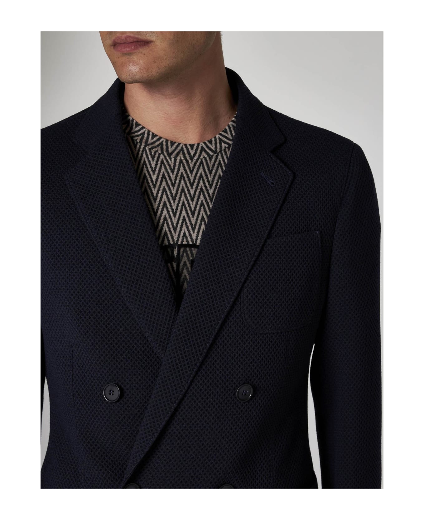 Giorgio Armani Wool Double-breasted Blazer - Blu