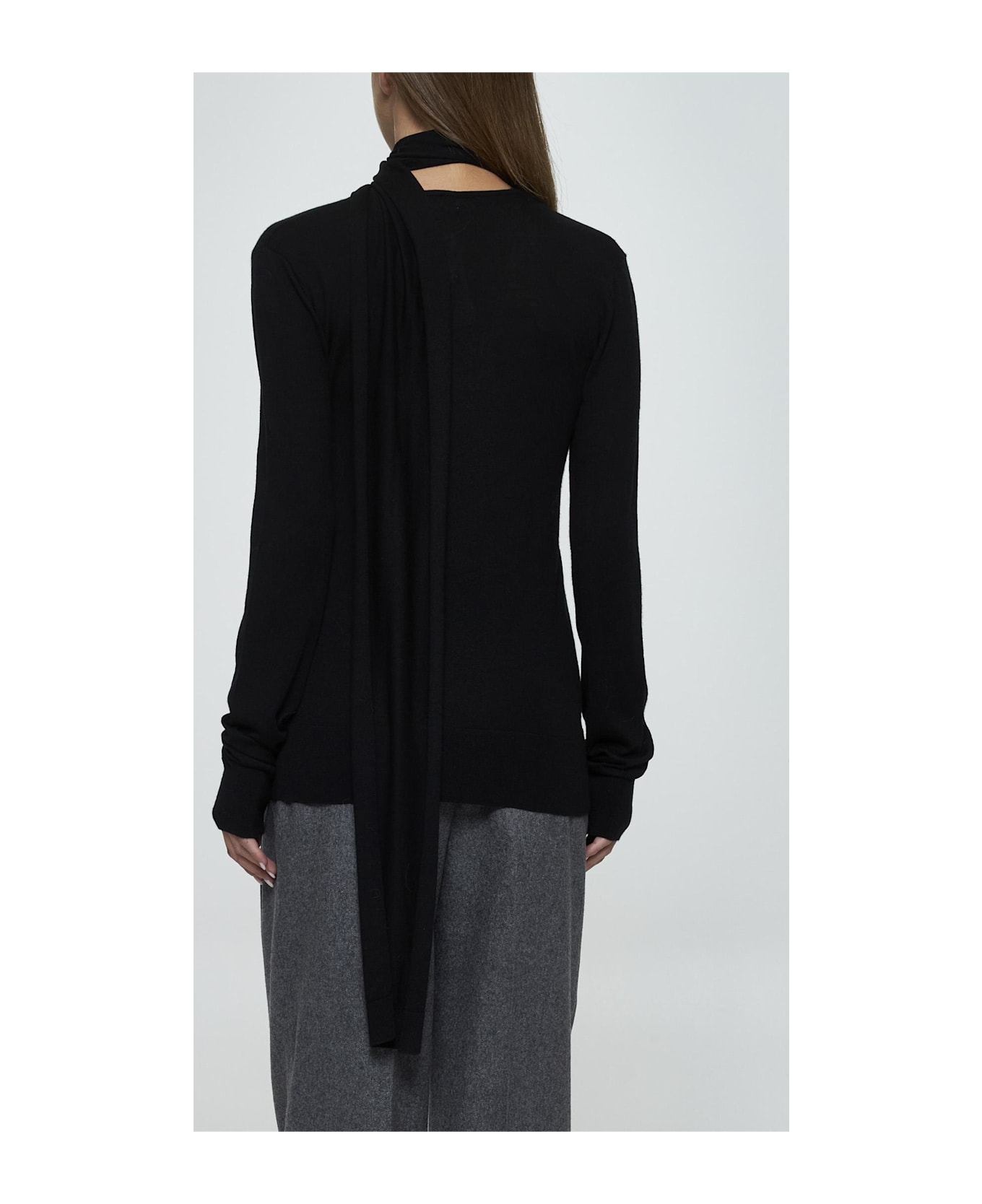 Totême Scarf Wool And Silk Sweater - BLACK