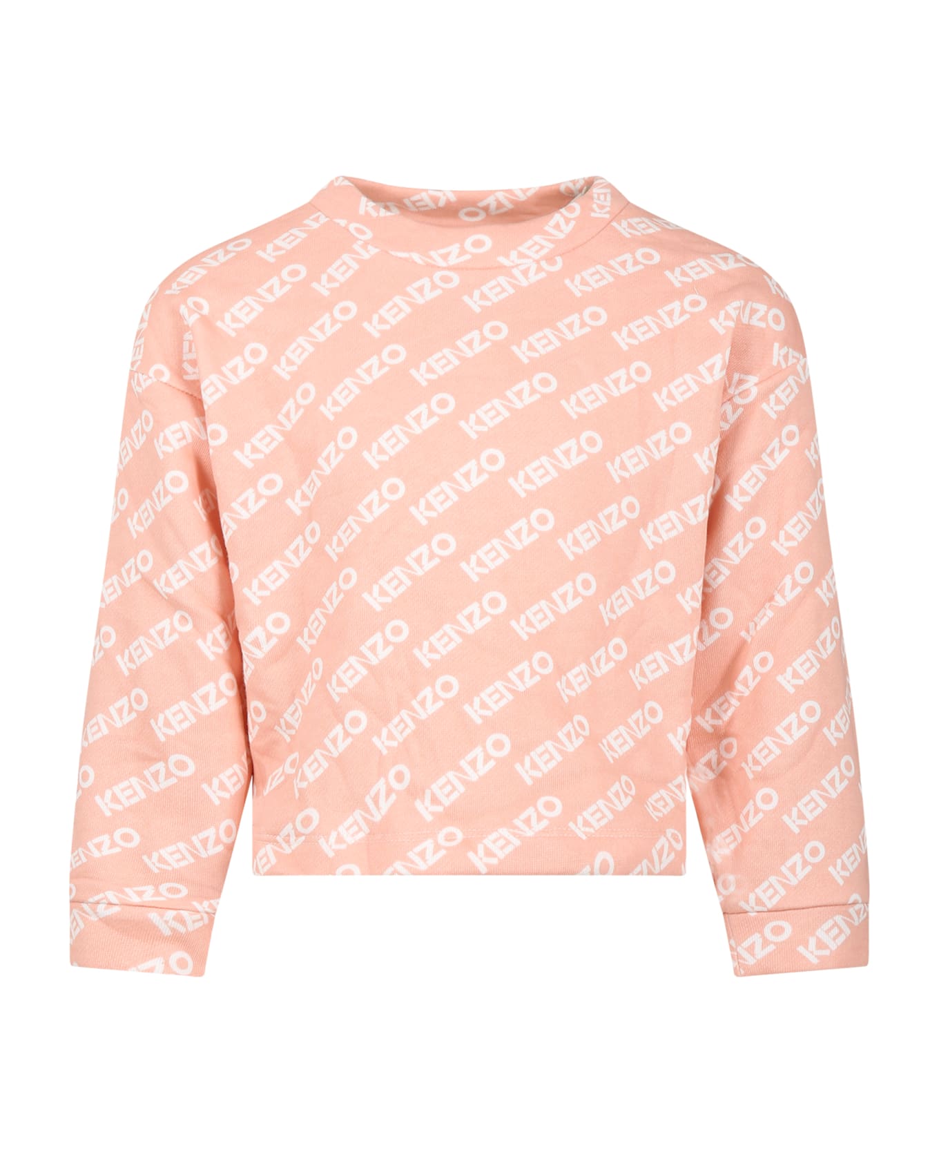 Kenzo Kids Pink Sweatshirt For Girl With Logo - Pink ニットウェア＆スウェットシャツ