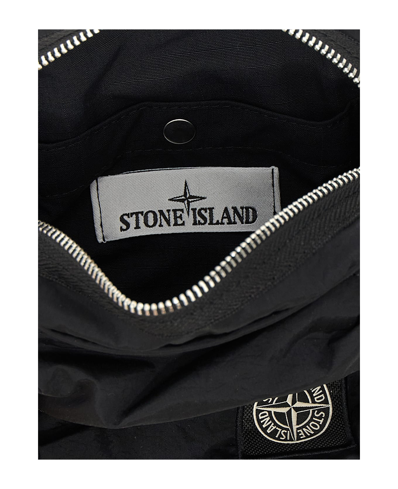 Stone Island Logo Patch Shoulder Strap - BLACK