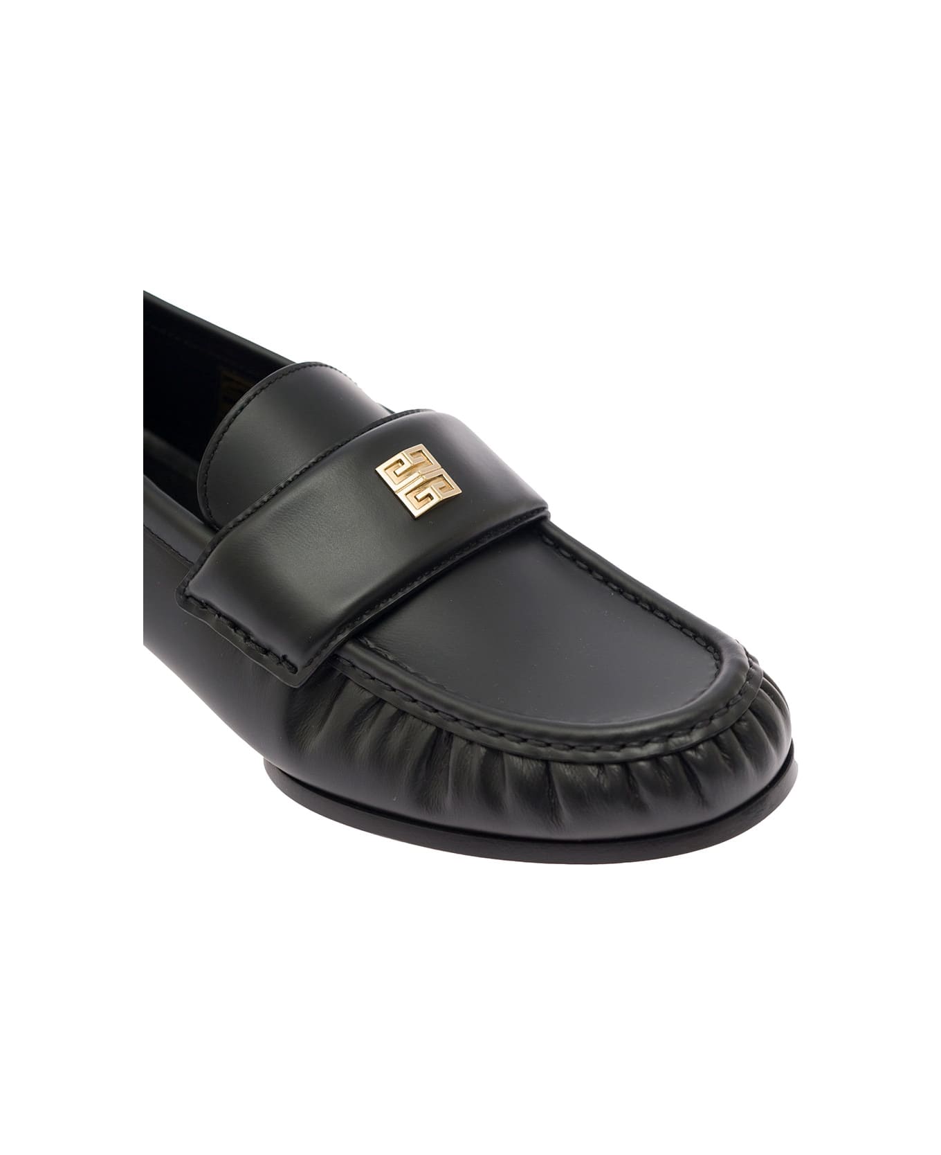 Givenchy Black Loafers With Logo Detail In Smooth Leather Woman - BLACK