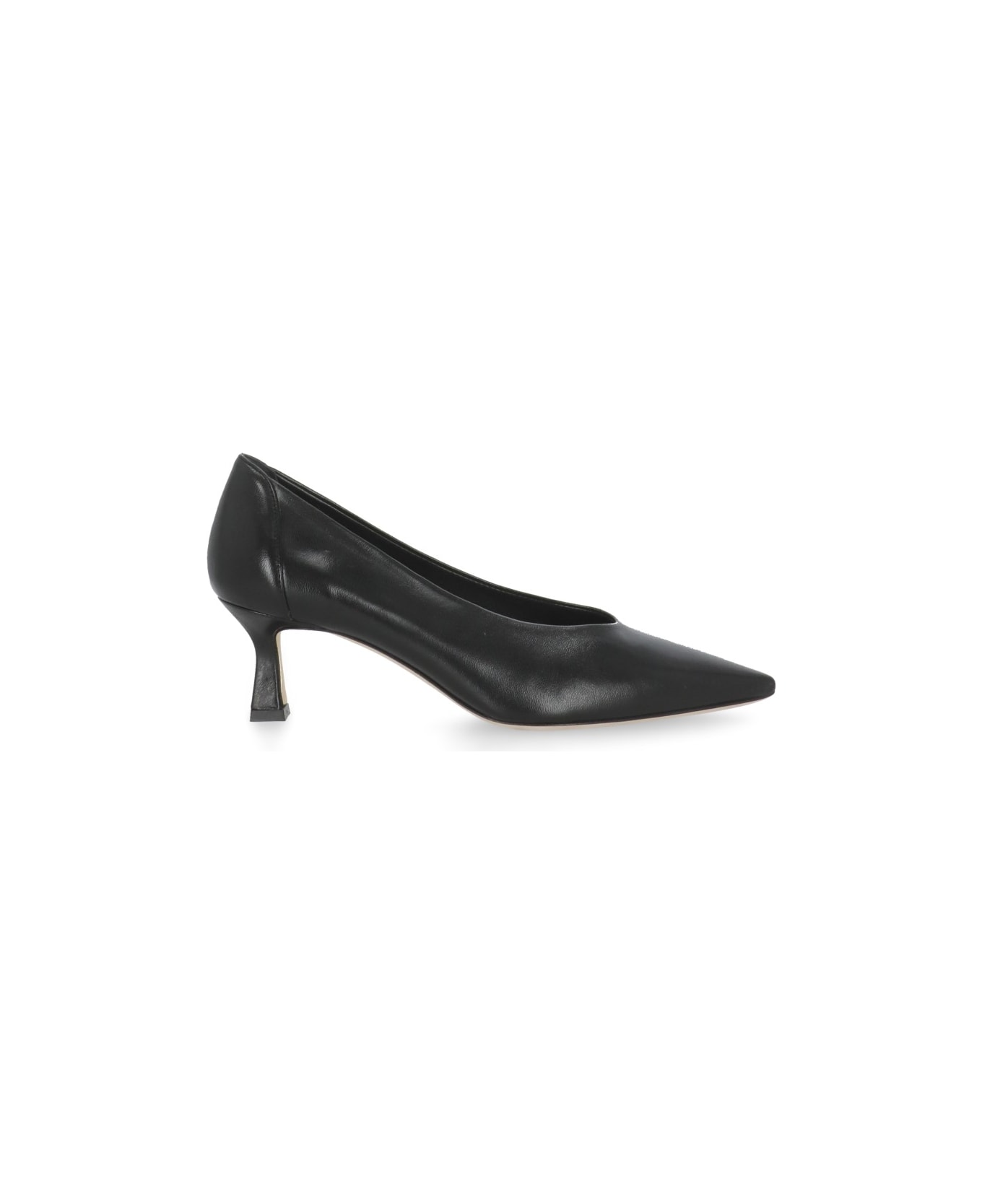 Julie Dee Leather Heel Shoes - Black