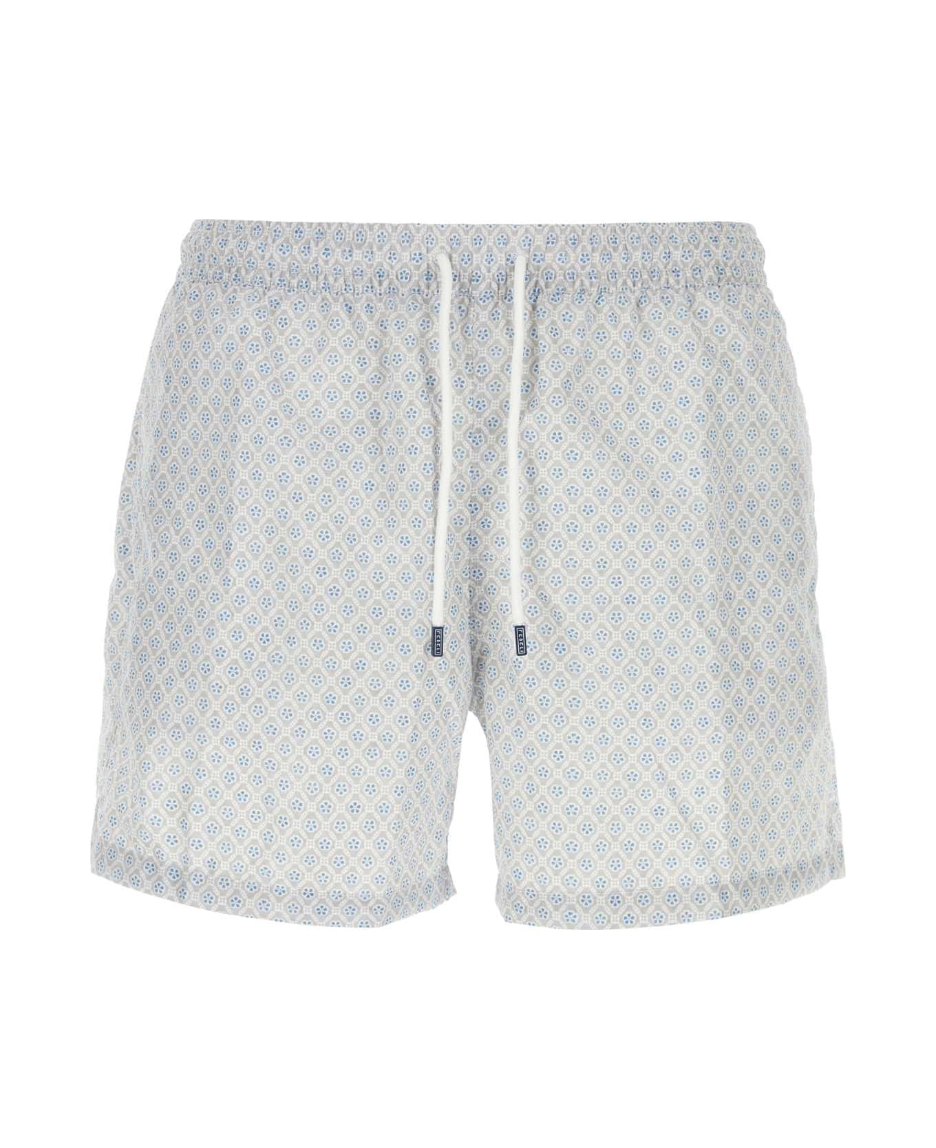 Fedeli Printed Polyester Swimming Shorts - FANTASIAAZZURRO