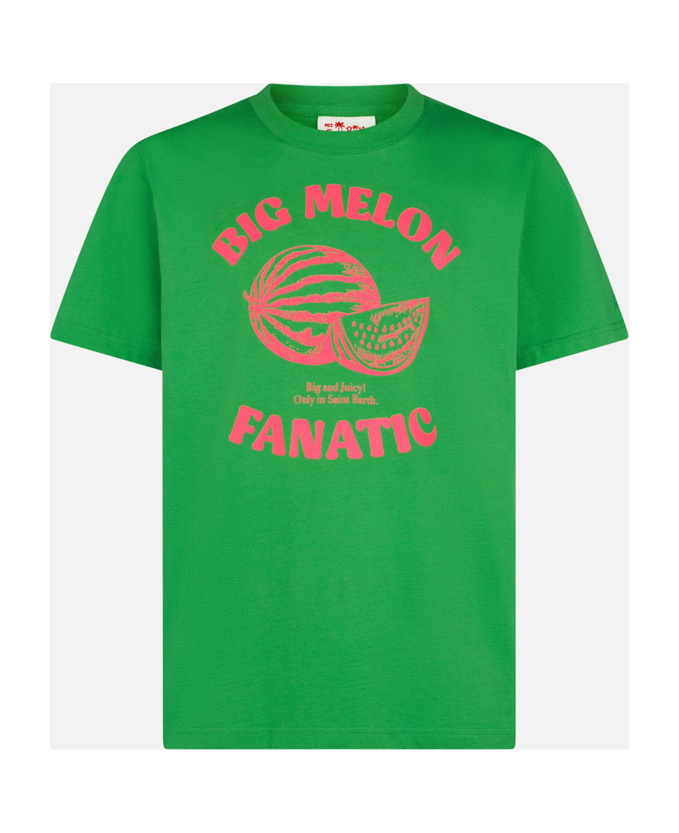 MC2 Saint Barth Man Cotton T-shirt With Watermelon Print - GREEN