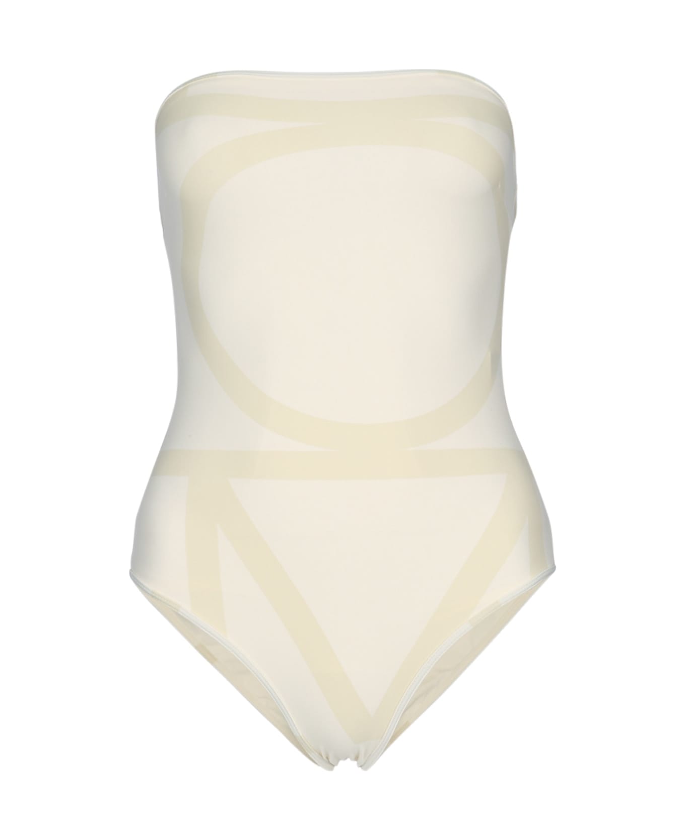 Totême Monogram Strapless Swimsuit - ECRUSTRAW