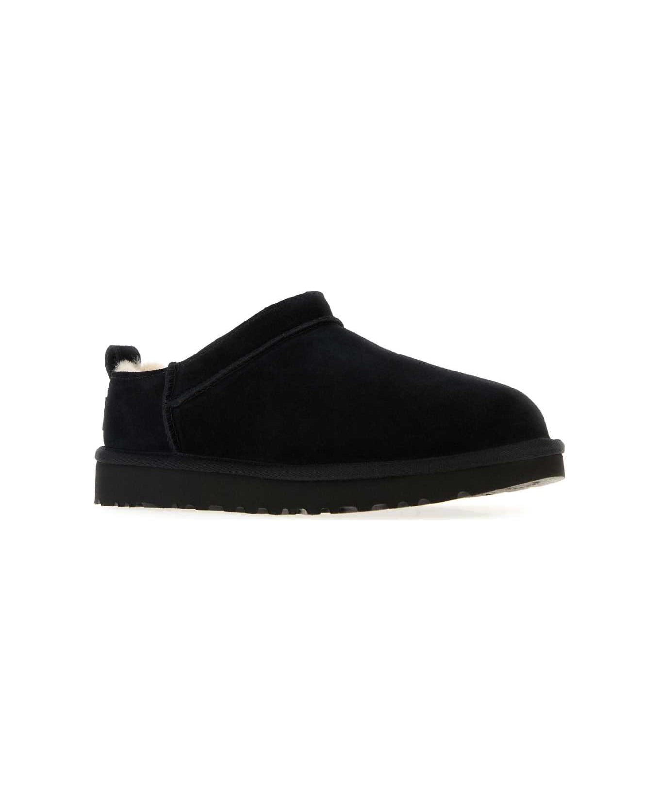 UGG Black Suede Classic Micro Slippers - Black
