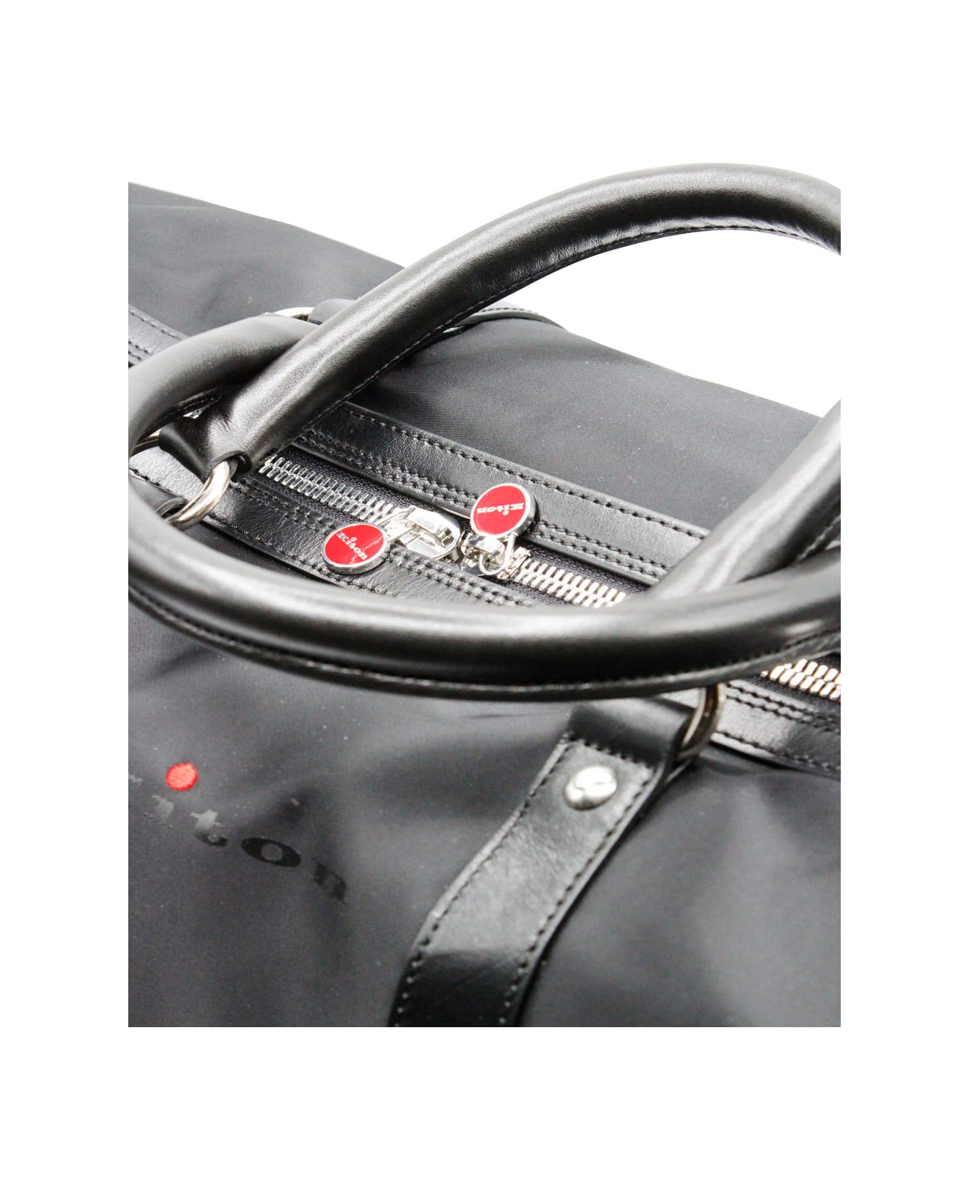 Kiton Travel Bag In Technical Fabric With Leather Inserts And Logo, Shoulder Strap Supplied 52 X 30 X 125 Cm - Black