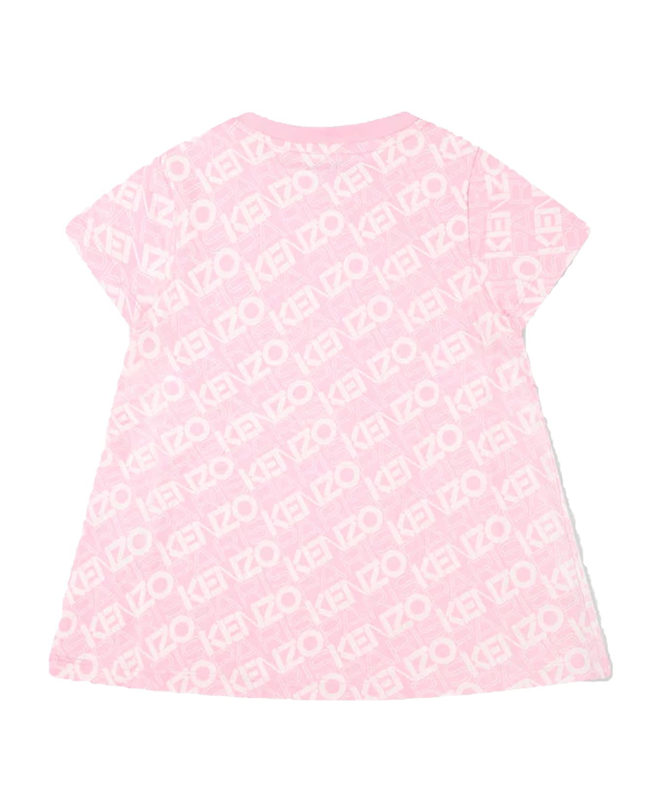 Kenzo Kids Pink Dress For Baby Girl With Logo - Pink