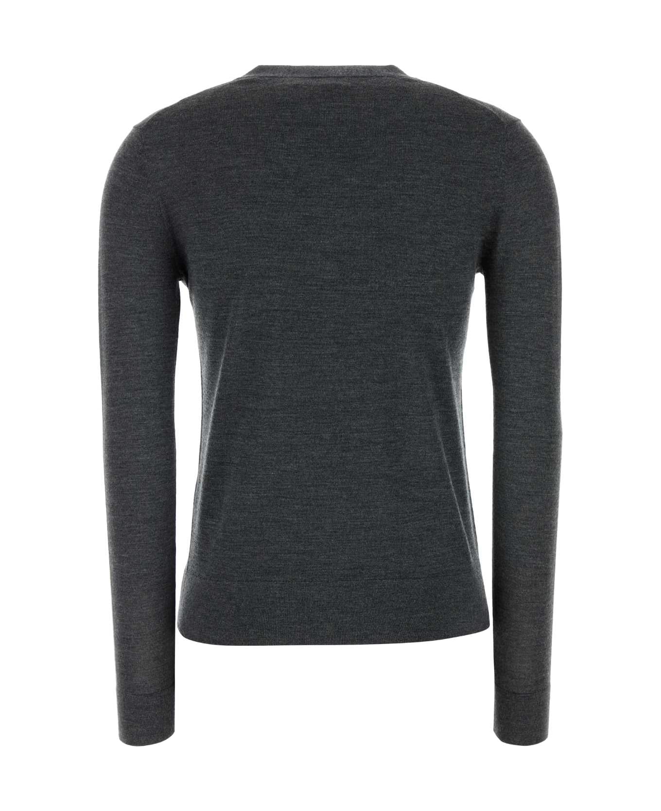 Tory Burch Dark Grey Wool Blend Simone Cardigan - CHARCOALMELANGE