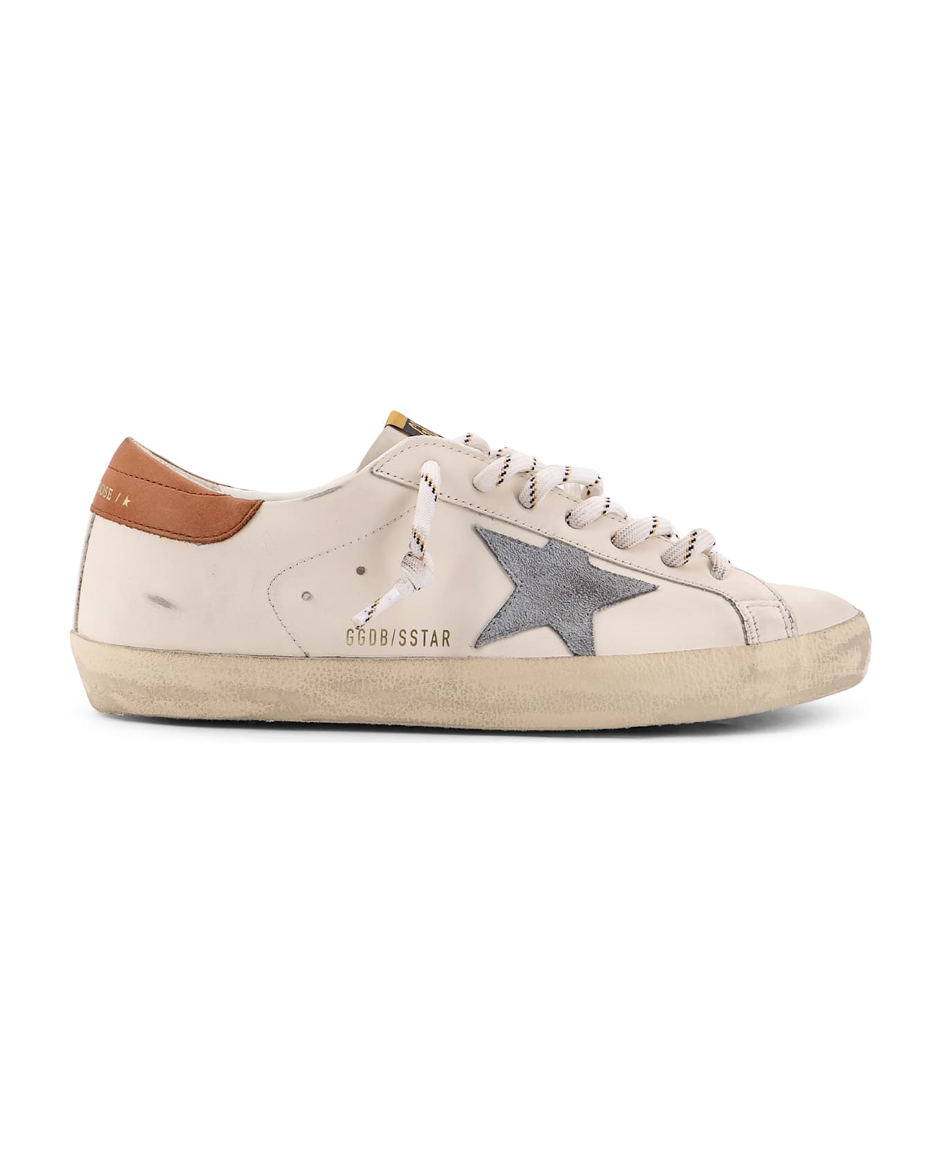 Golden Goose Super-star Classic With List Leather Sneakers - WHITE/GREY/BROWN