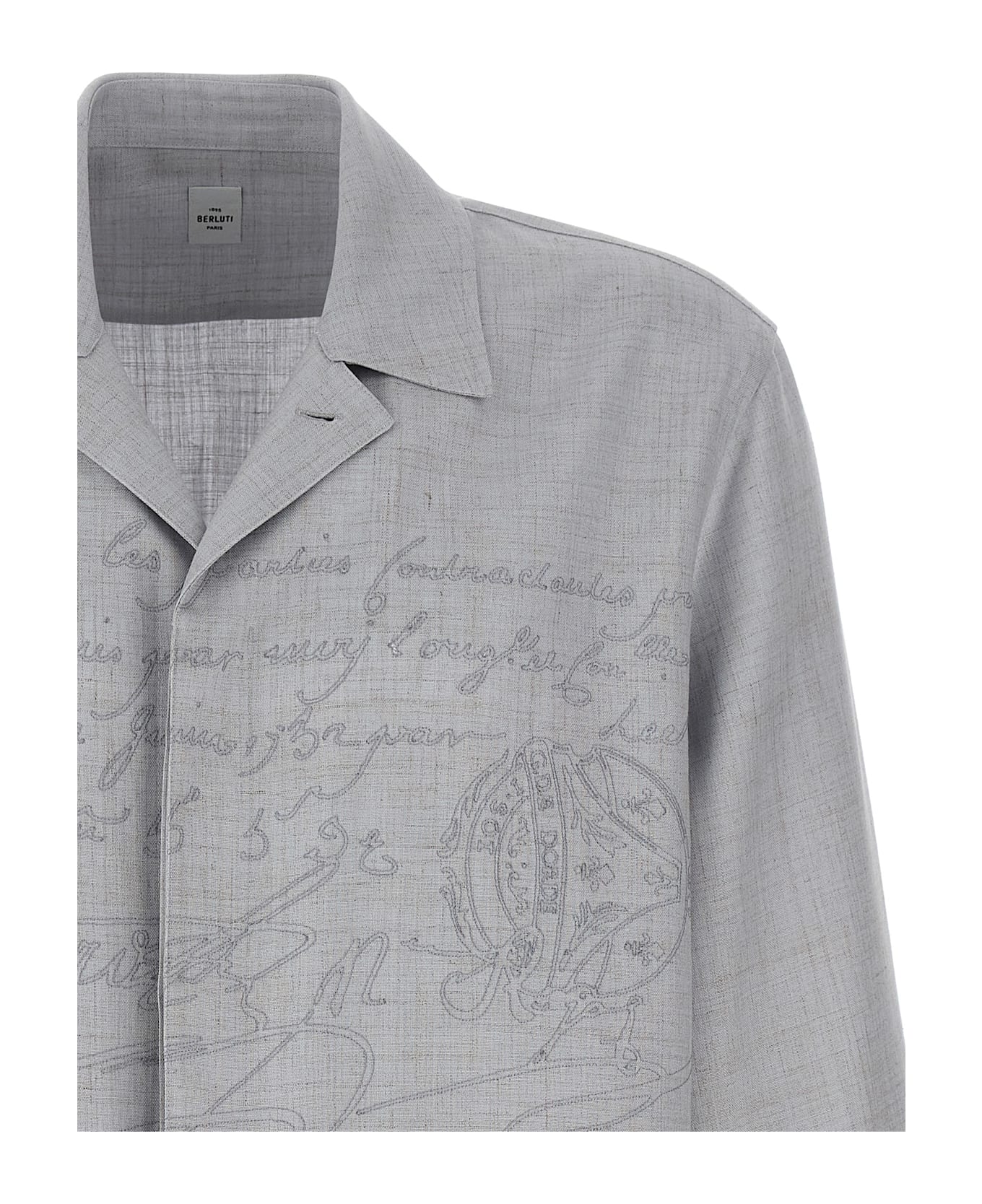 Berluti 
embroidered Scritto
 Overshirt - Gray