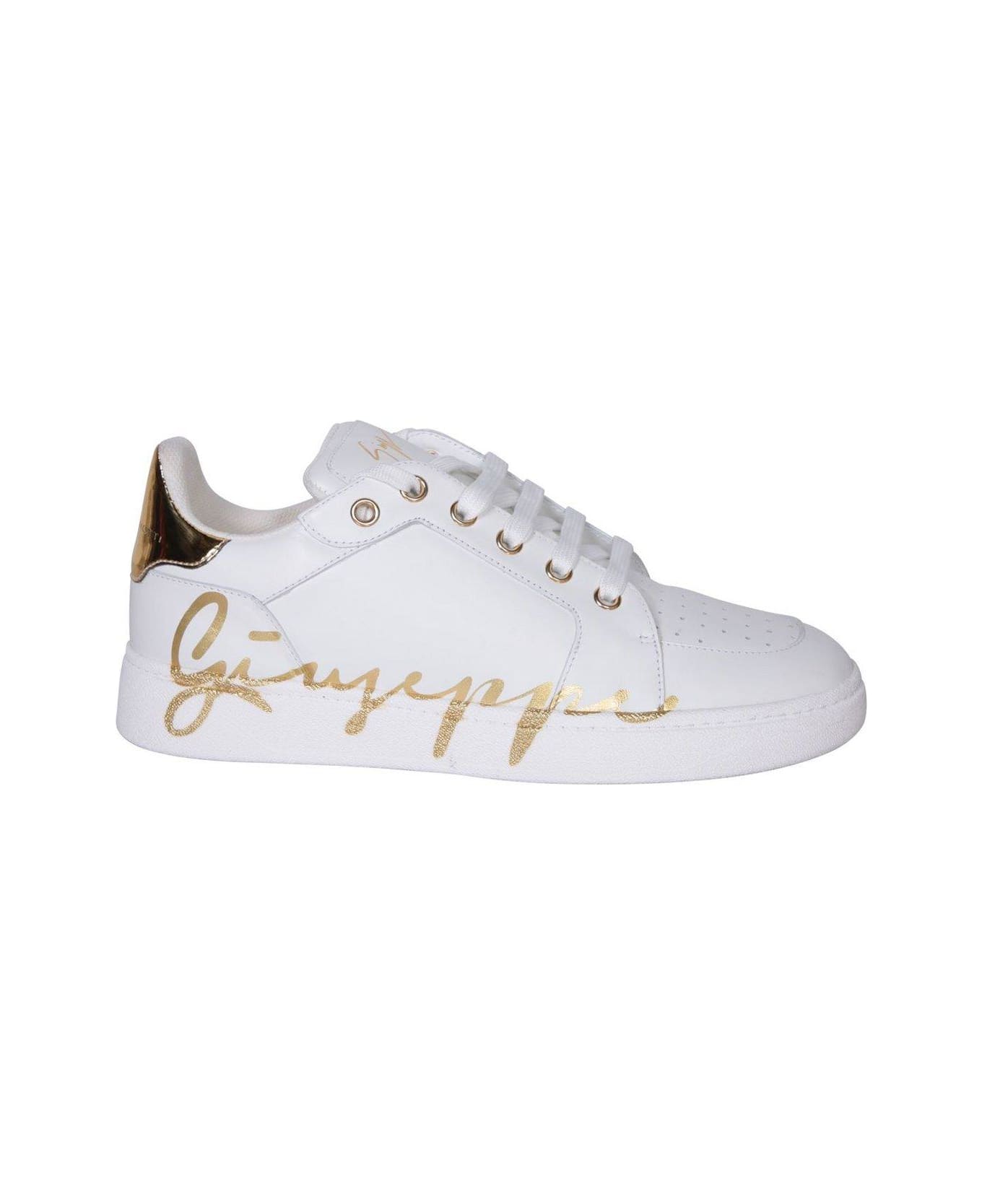 Giuseppe Zanotti Gz94 Logo-printed Lace-up Sneakers - White Gold