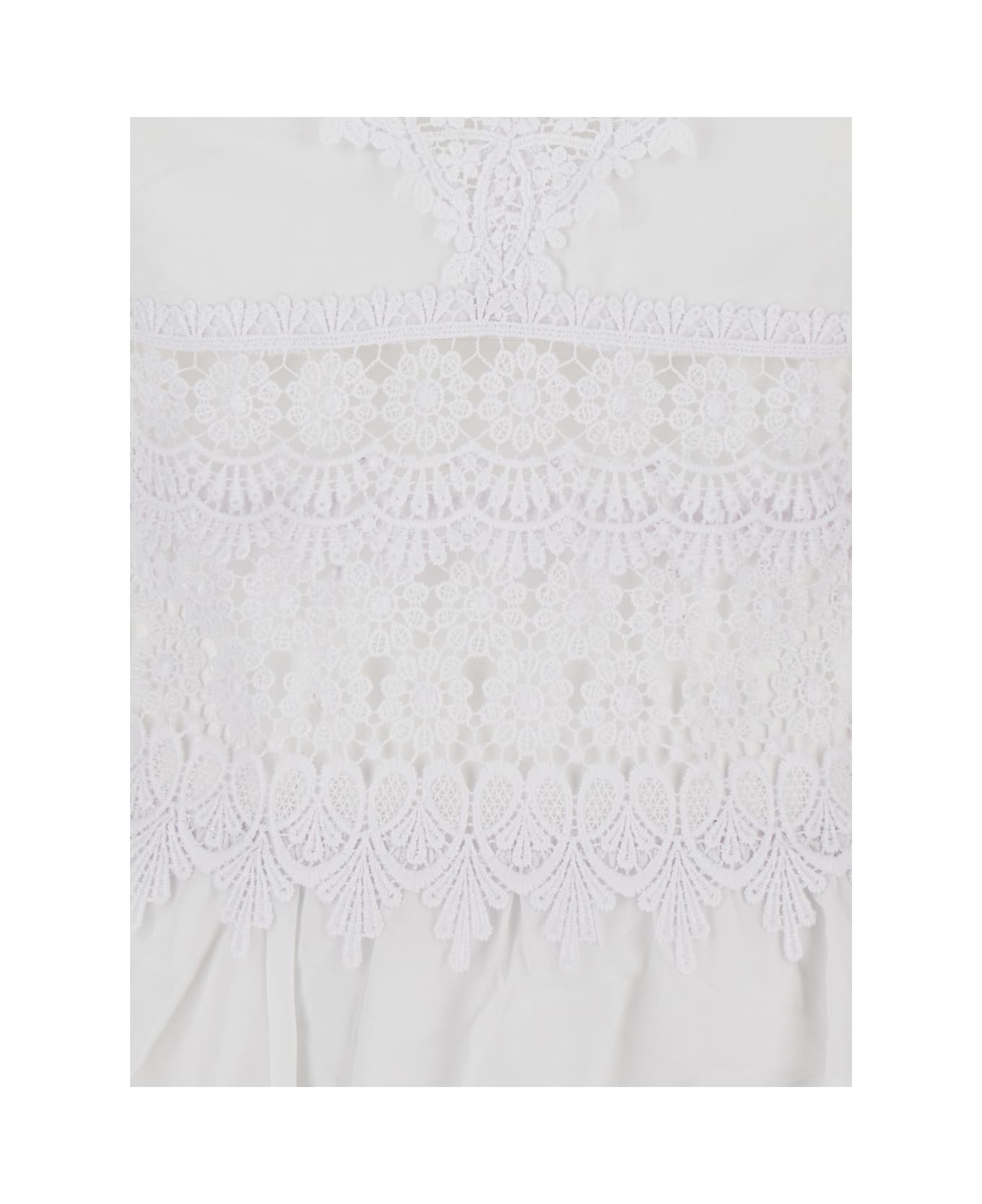 Charo Ruiz 
marilyn
 White Dress With Crossed Straps And Lace Details In Cotton Woman - White