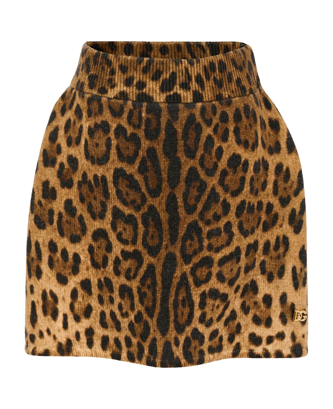 Dolce 
Gabbana Brown Skirt For Girl With Animal Print - Brown
