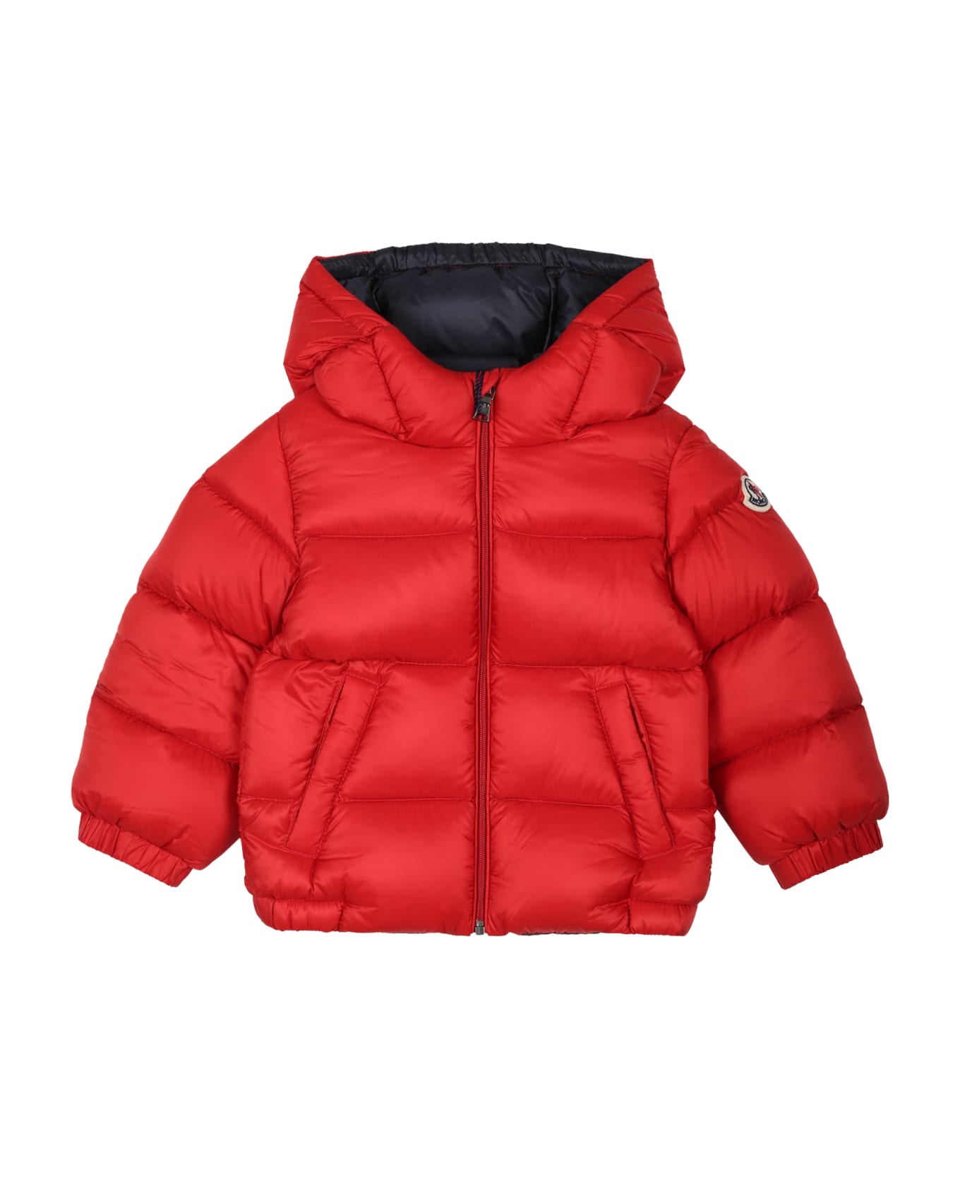 Moncler Red New Macaire Down Jacket For Baby Boy With Logo - Red