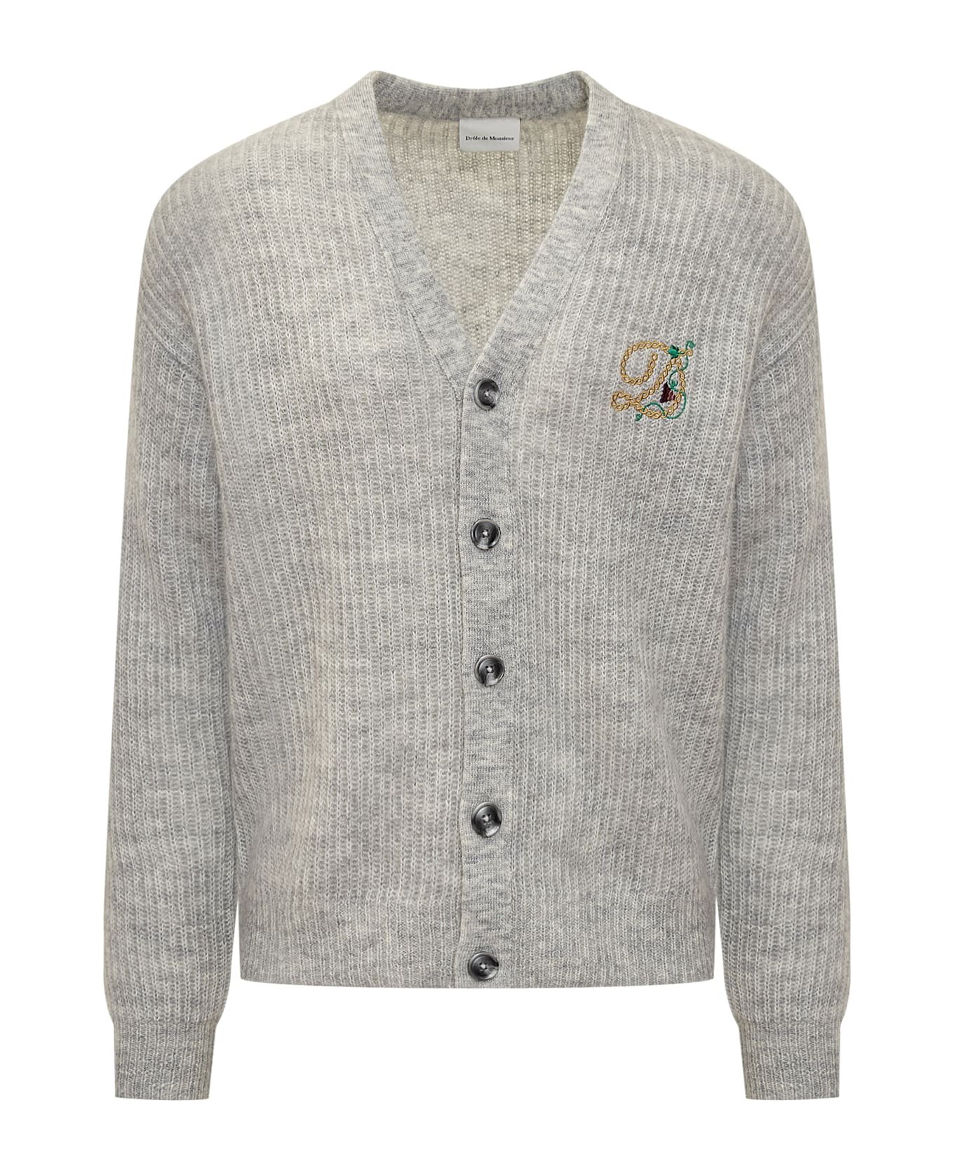 Drôle de Monsieur Cardigan With Logo - Grey