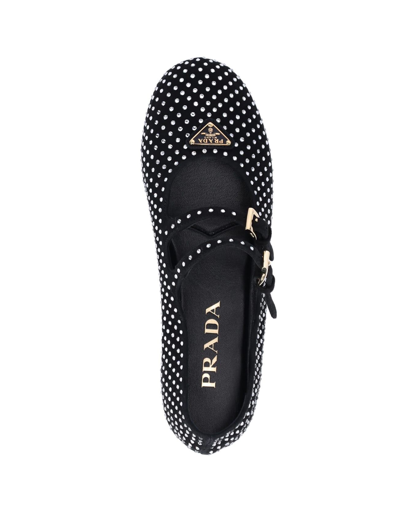 Prada Ballet Flats With Rhinestones - Black   フラットシューズ