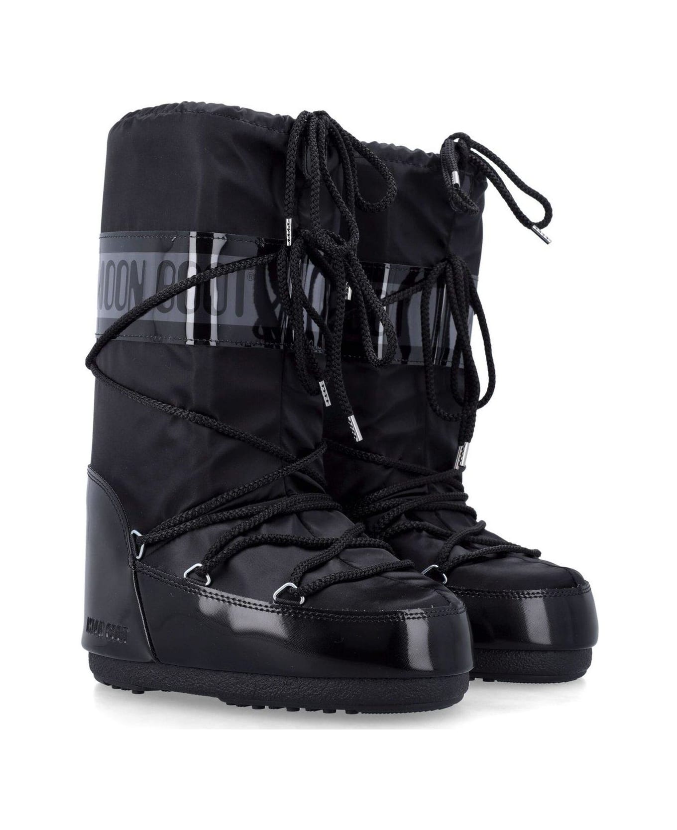 Moon Boot Icon Glance Satin Lace-up Snow Boots - Black