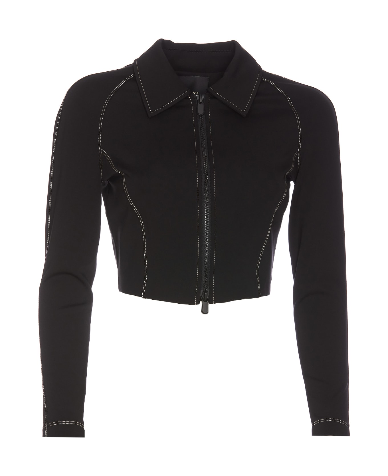 Pinko Long-sleeved Zipped Cropped Jacket - Black