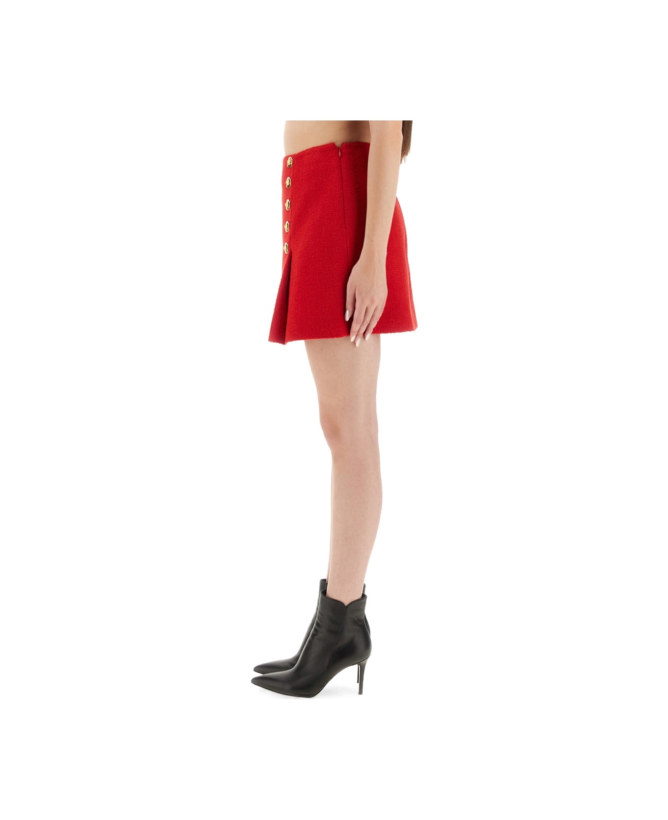 Balmain Wool Mini Skirt - RED